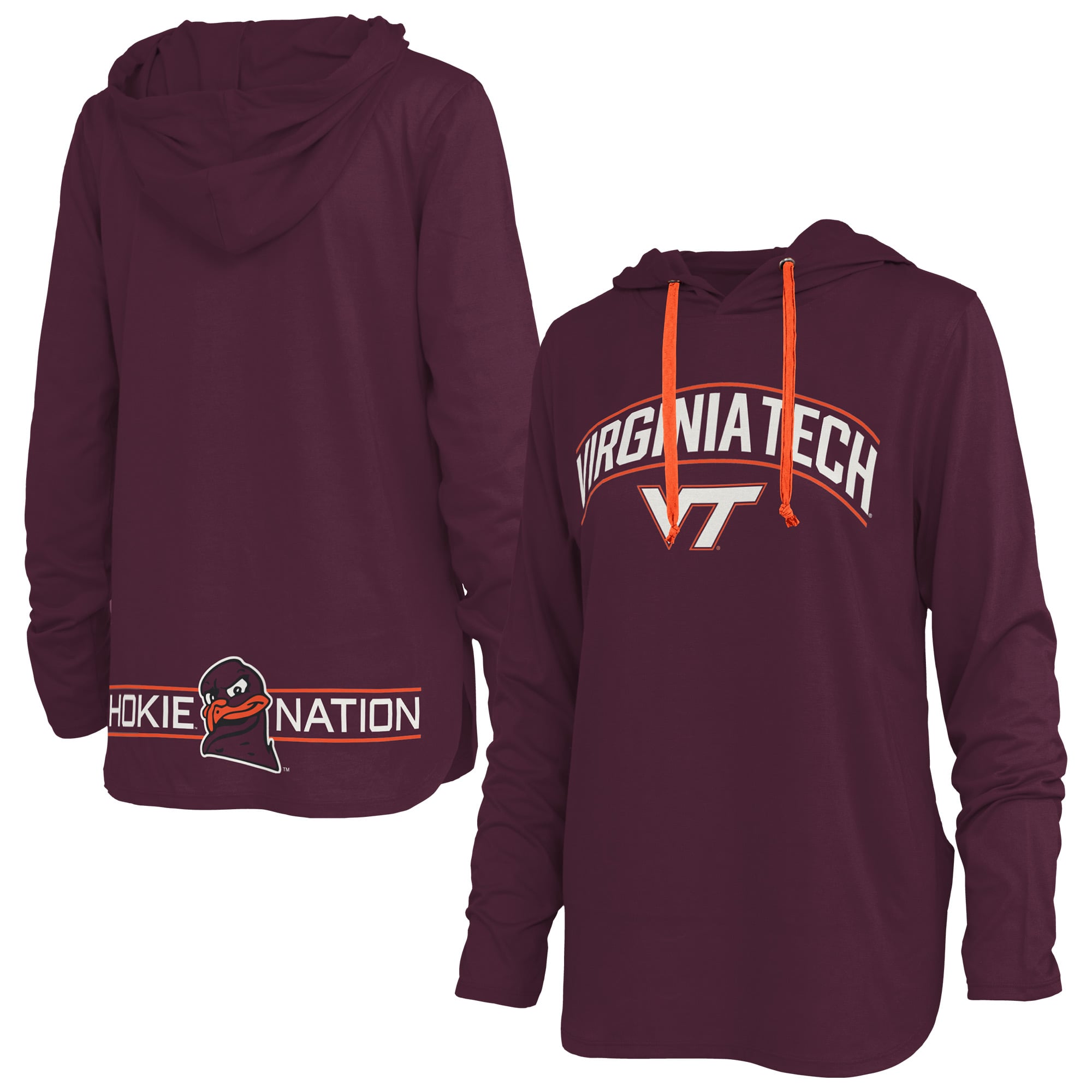 T-shirt à capuche manches longues Allie Virginia Tech Hokies bordeaux pour femmes, Pressbox