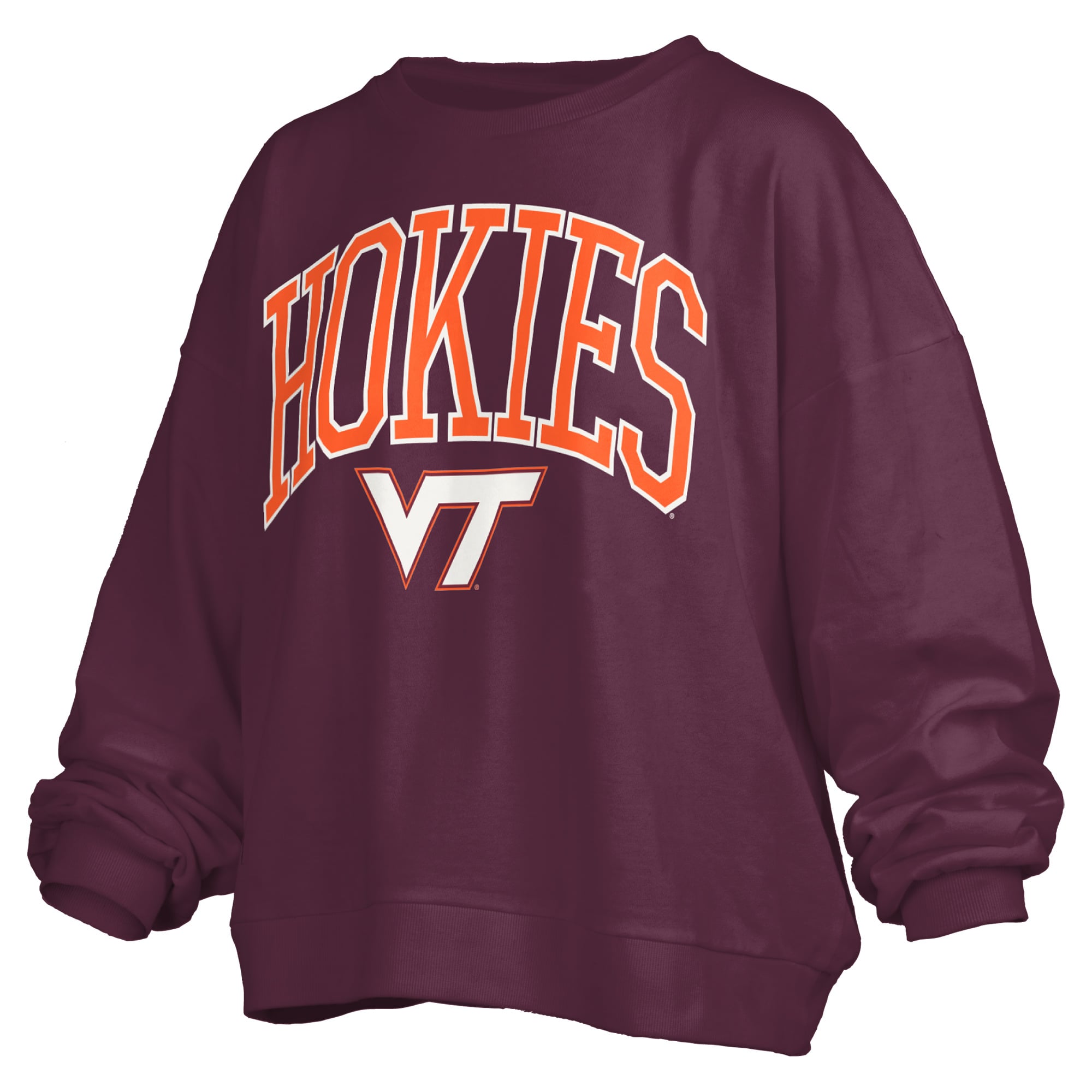 Sweat-shirt polaire oversize Pressbox bordeaux Virginia Tech Hokies Janise Arch Over avec logo pour femme