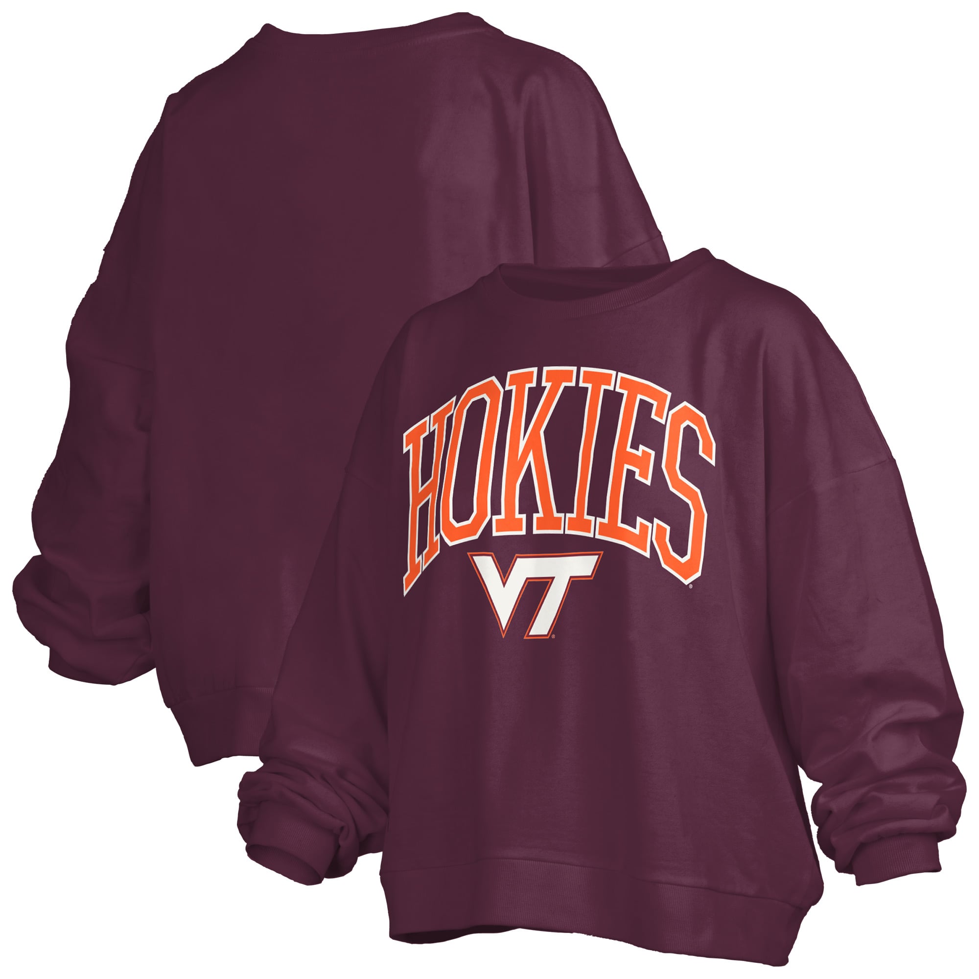 Sweat-shirt polaire oversize Pressbox bordeaux Virginia Tech Hokies Janise Arch Over avec logo pour femme