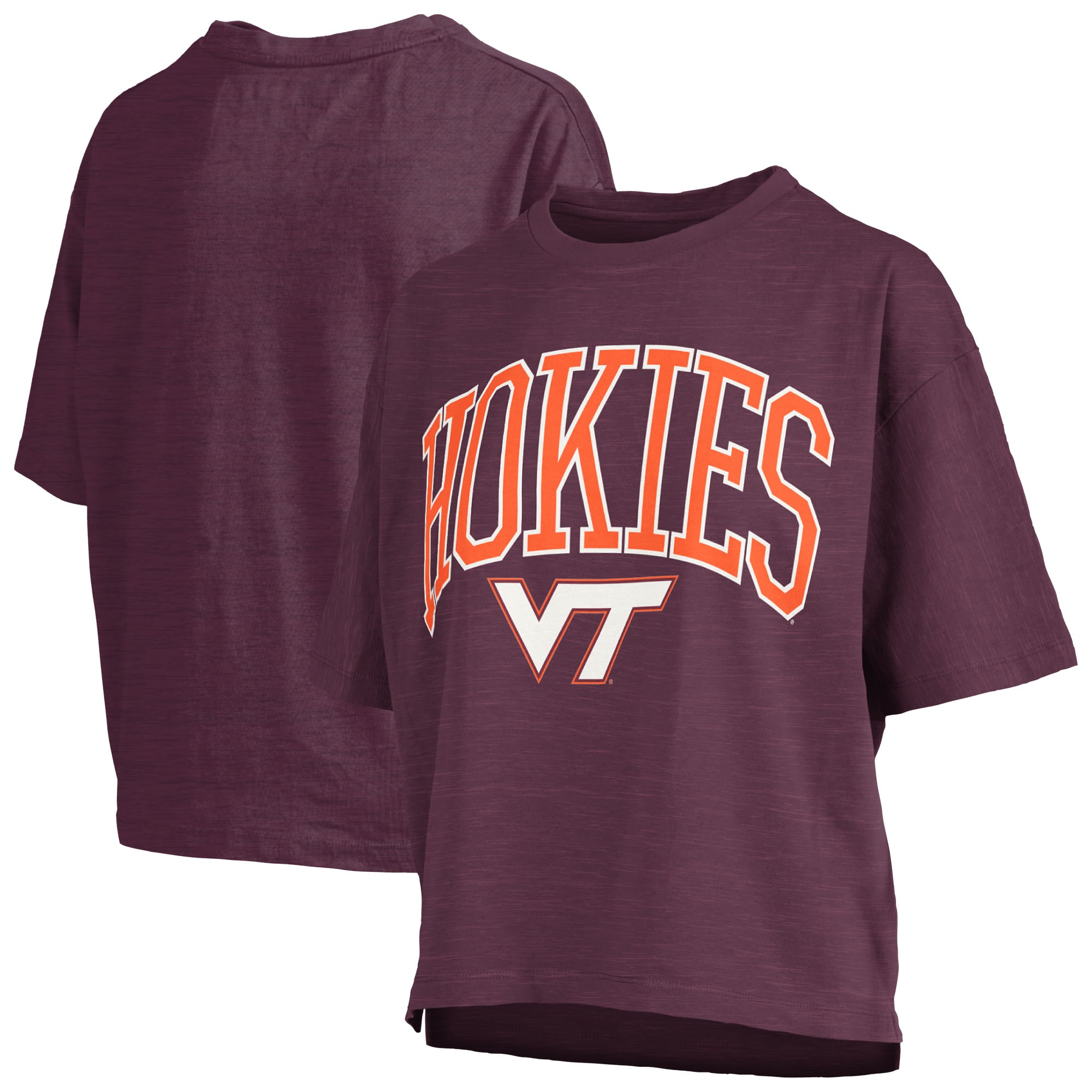 T-shirt oversize Pressbox Maroon Virginia Tech Hokies avec logo Nelson Arch Over en flammage