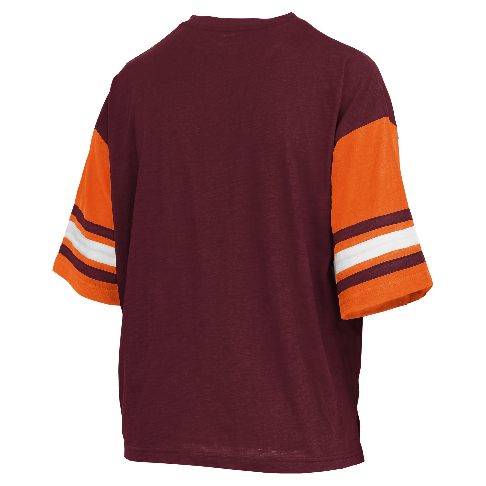 T-shirt à logo Pressbox Maroon Virginia Tech Hokies Sunday Colorblock Seal pour femmes