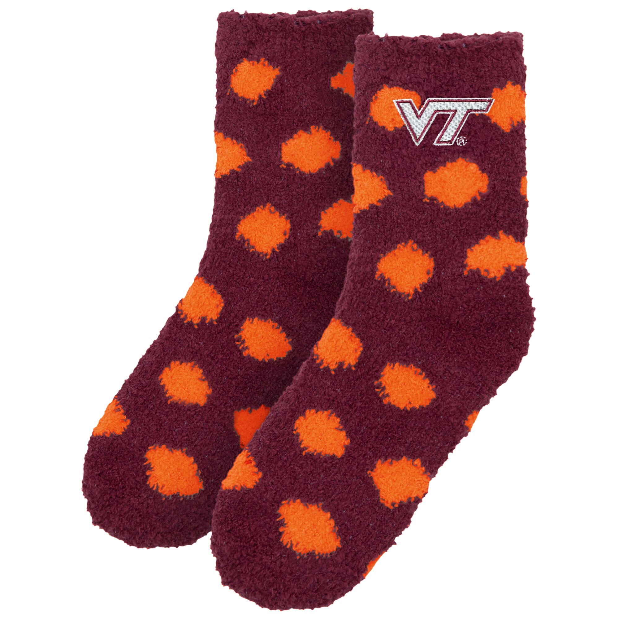 Chaussettes courtes à pois duveteux ZooZatz Virginia Tech Hokies pour femmes