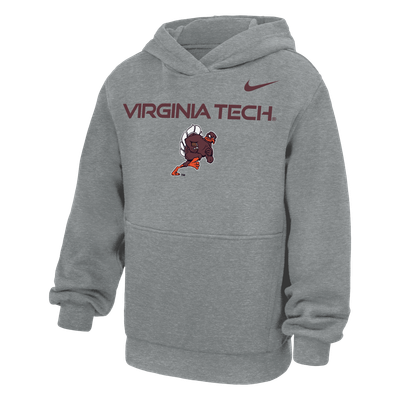 Virginia Tech Hokies Nike Youth Rushing Mascot Club Fleece Hoodie - Gray