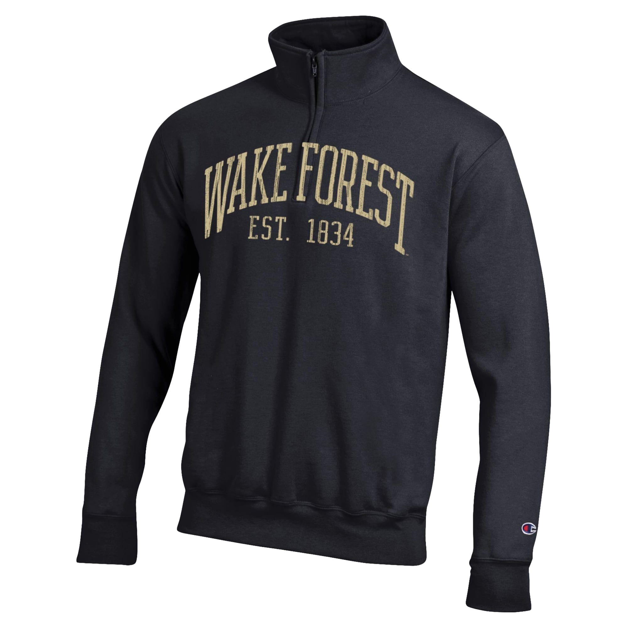 Men's Champion Black Wake Forest Demon Deacons Powerblend Quarter-Zip Pullover