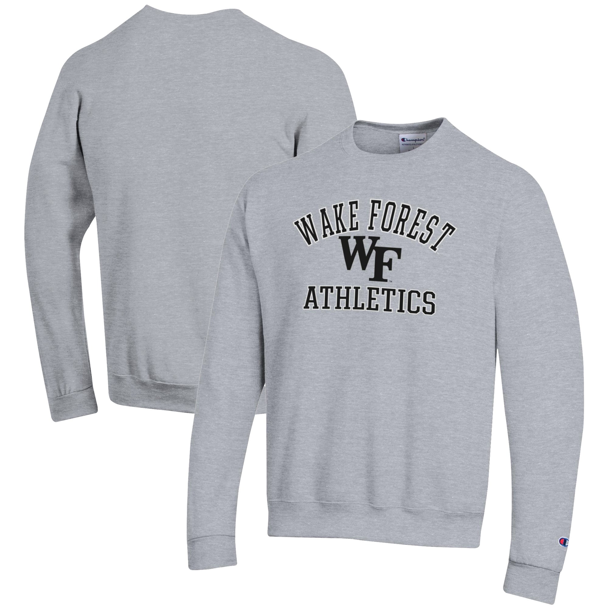 Men's Champion  Gray Wake Forest Demon Deacons Athletics Logo Pullover Sweatshirt
