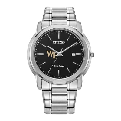 Wake Forest Demon Deacons Citizen Watch Eco-Drive Black Dial Stainless Steel Watch - Silver