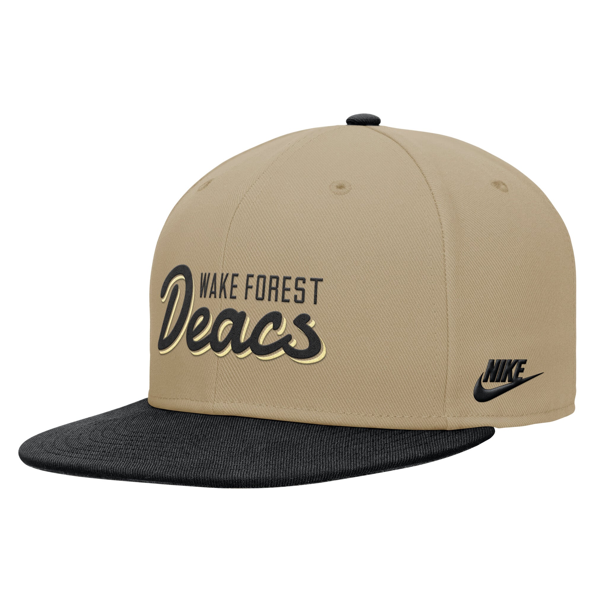 Casquette snapback Nike beige/noire Wake Forest Demon Deacons Pro Dri-FIT pour homme