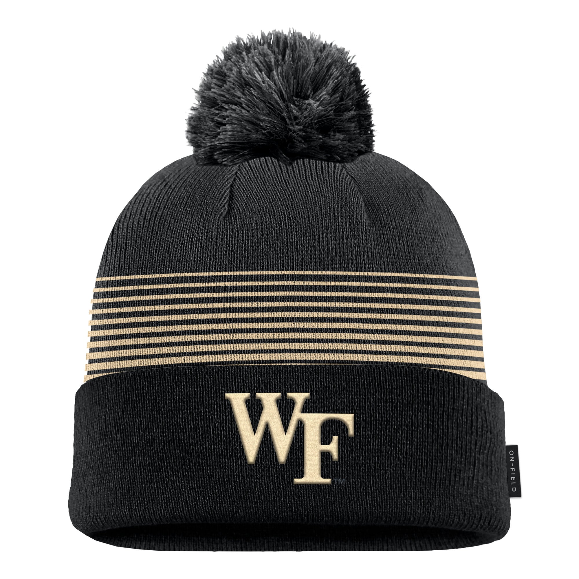 Bonnet Nike noir Wake Forest Demon Deacons 2026 On-Field Peak pour homme, à revers et pompon