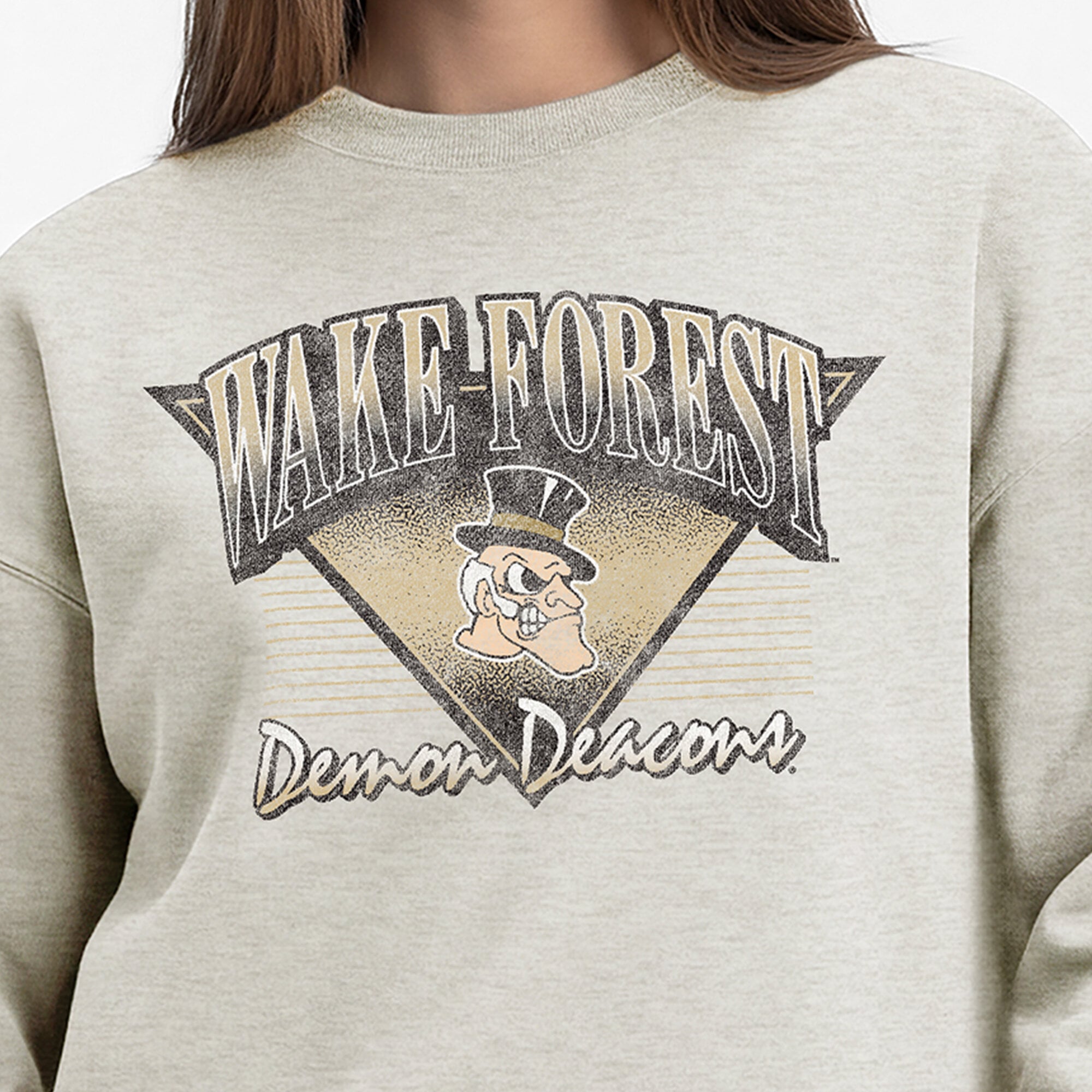 Women's Champion Oatmeal Wake Forest Demon Deacons All-Star Weave Sweatshirt