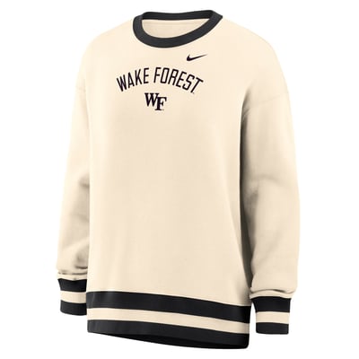 Sweat-shirt oversize en polaire Phoenix pour femme, modèle Wake Forest Demon Deacons de Nike - Naturel