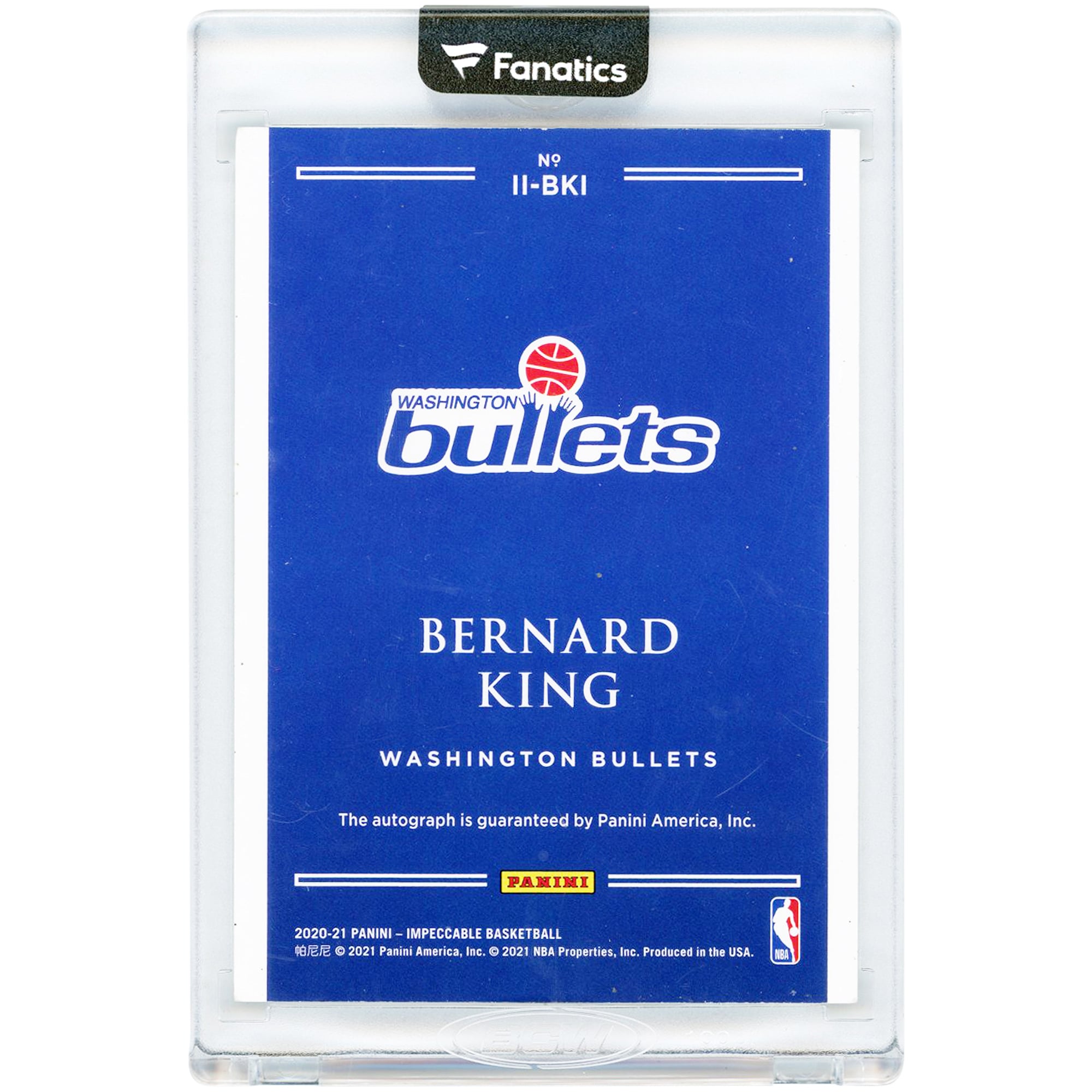 Bernard King Washington Bullets Autographed 2020-21 Panini Impeccable Indelible Ink #II-BKI #22/25 Card