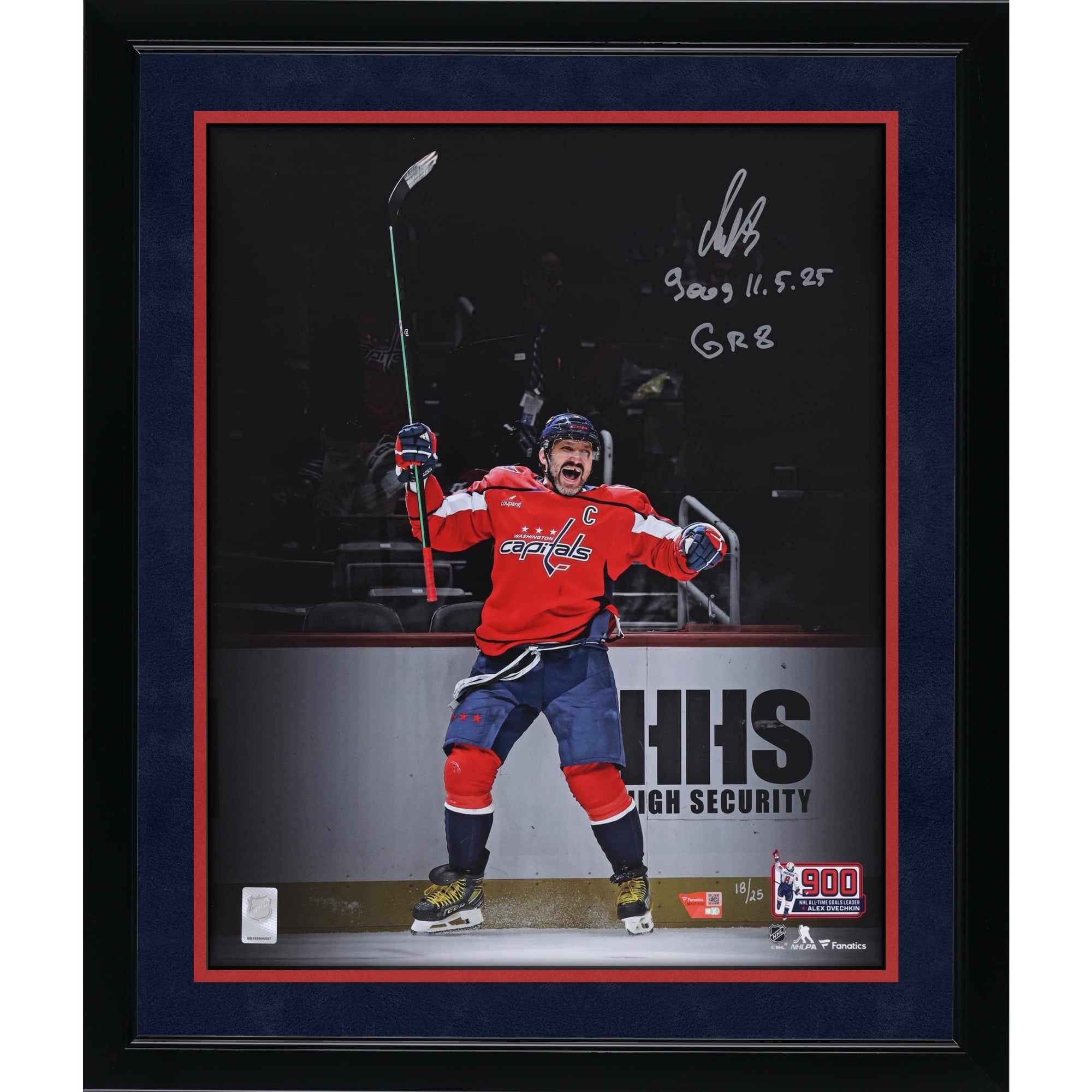 Alexander Ovechkin Washington Capitals Autographed 16" x 20" 900th Goal Celebration Photograph with Multiple Inscriptions - Limited Edition of 25