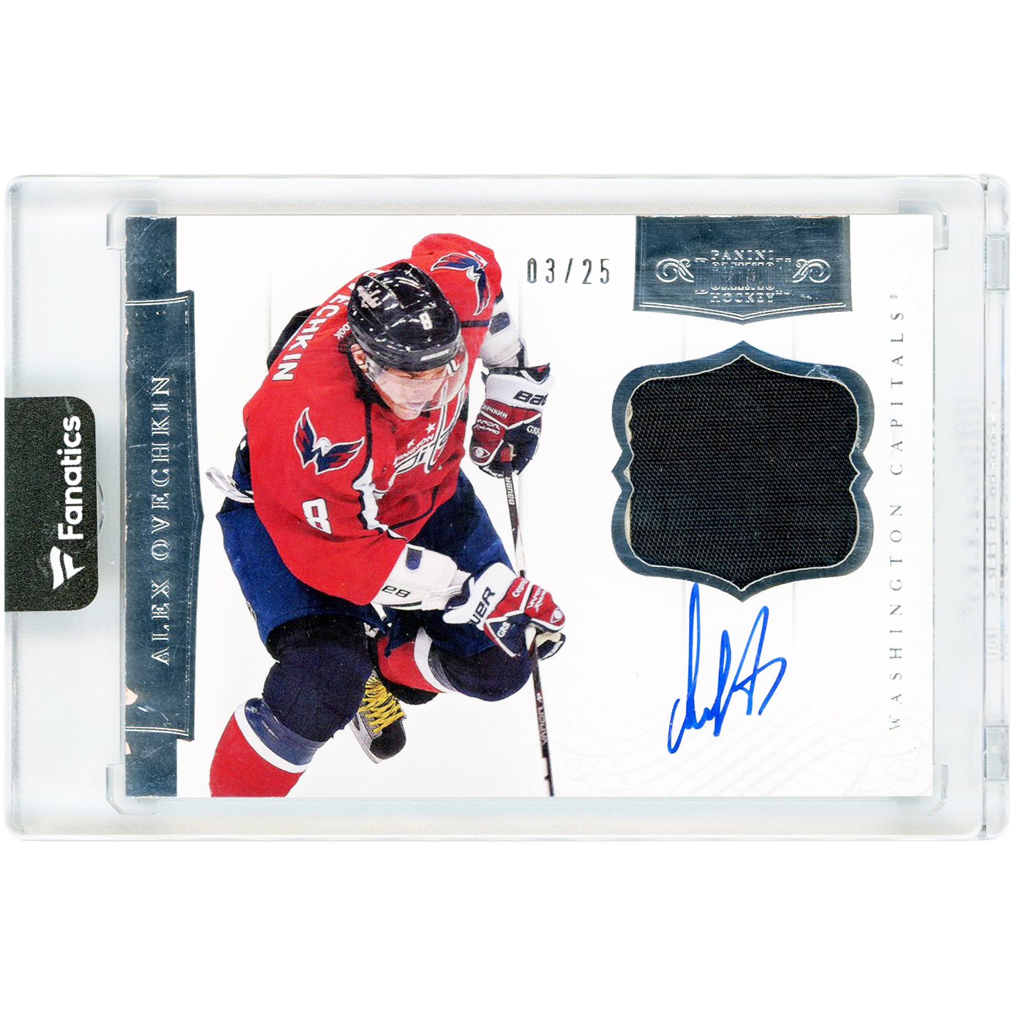 Carte autographiée Alexander Ovechkin des Capitals de Washington, Panini Dominion Dual-Color Game Used Relic 2012, n° 97, n° 3/25
