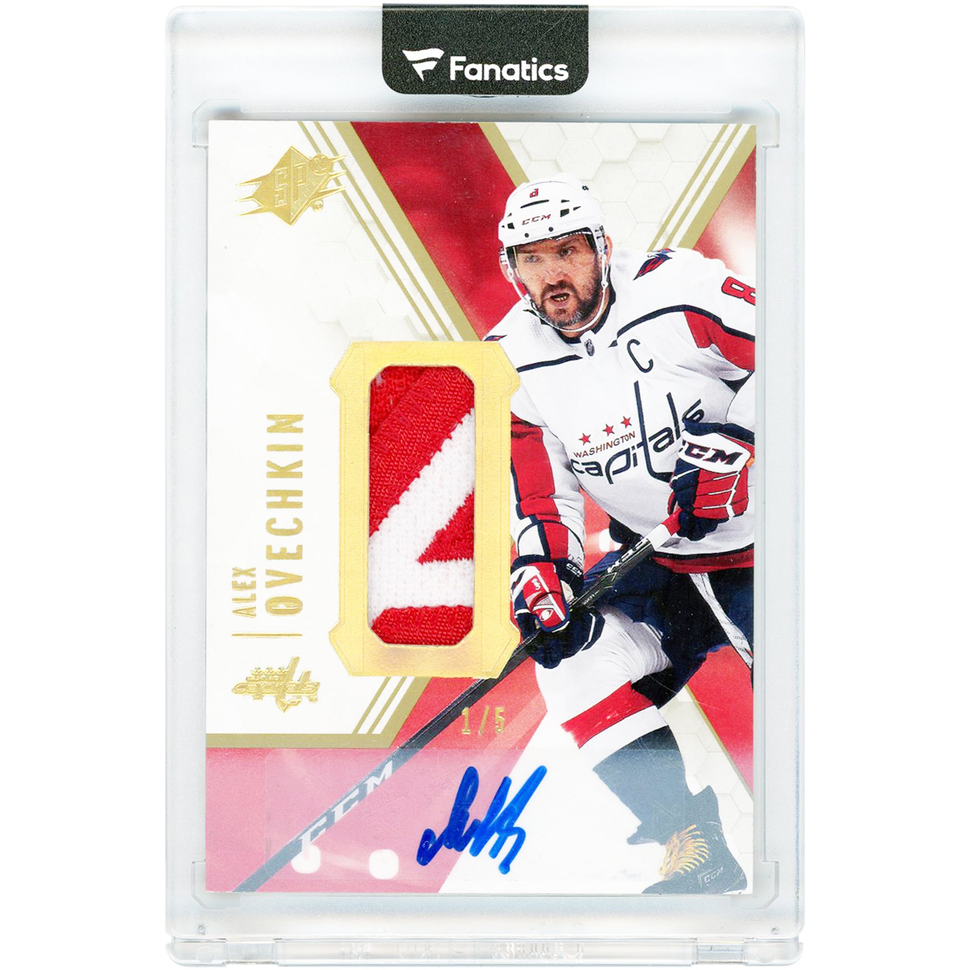 Alexander Ovechkin Washington Capitals Autographed 2021-22 Upper Deck SPX Dual-Color Game-Used Relic #8 #1/5 Card