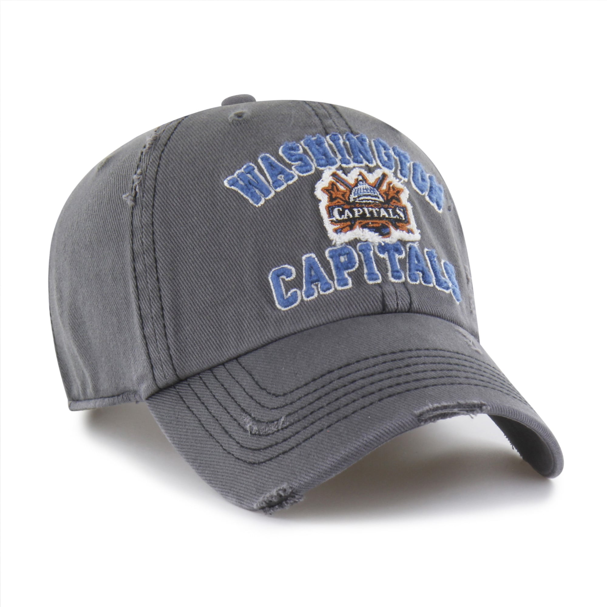 Casquette ajustable pour homme « 47 » des Capitals de Washington, modèle Seymoore, noire, avec application vieillie.