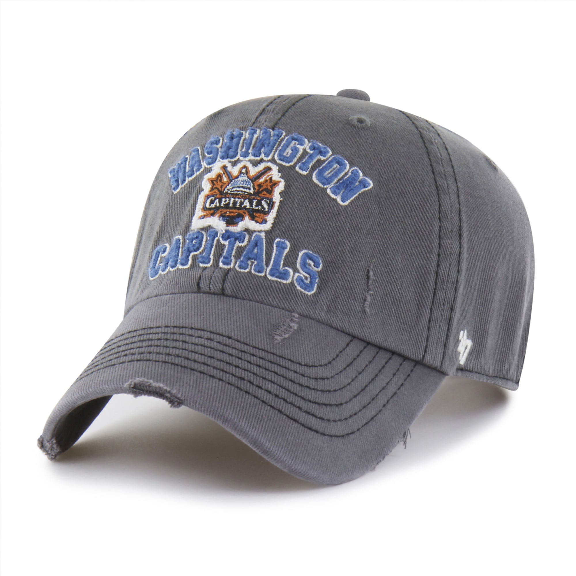 Casquette ajustable pour homme « 47 » des Capitals de Washington, modèle Seymoore, noire, avec application vieillie.