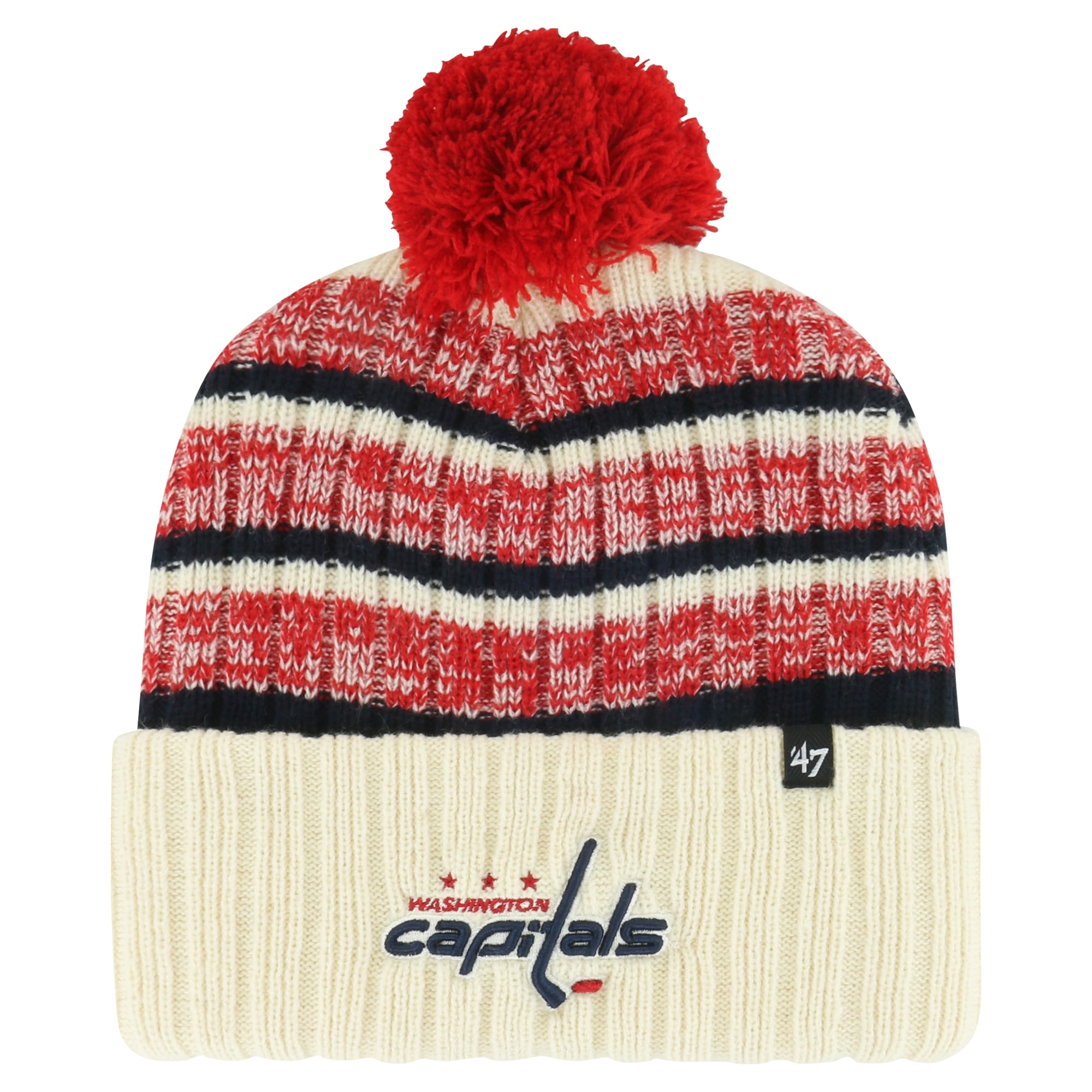 Bonnet en tricot à revers Tavern '47 crème pour hommes avec pompon