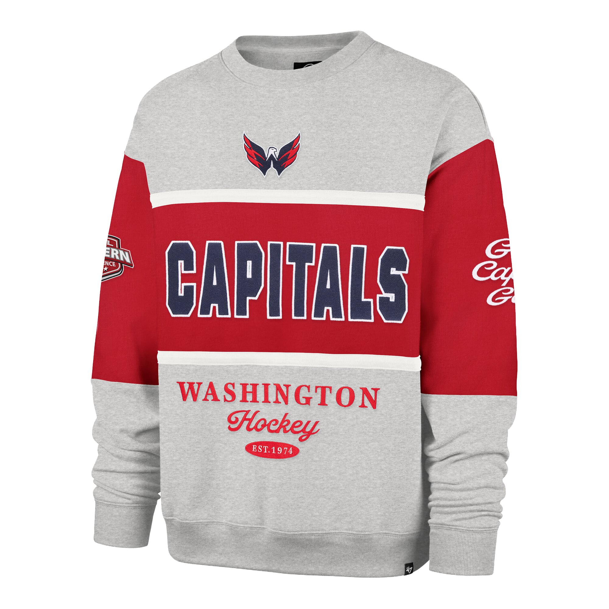 Men's '47  Gray Washington Capitals Fall Maximilist Crew Sweatshirt