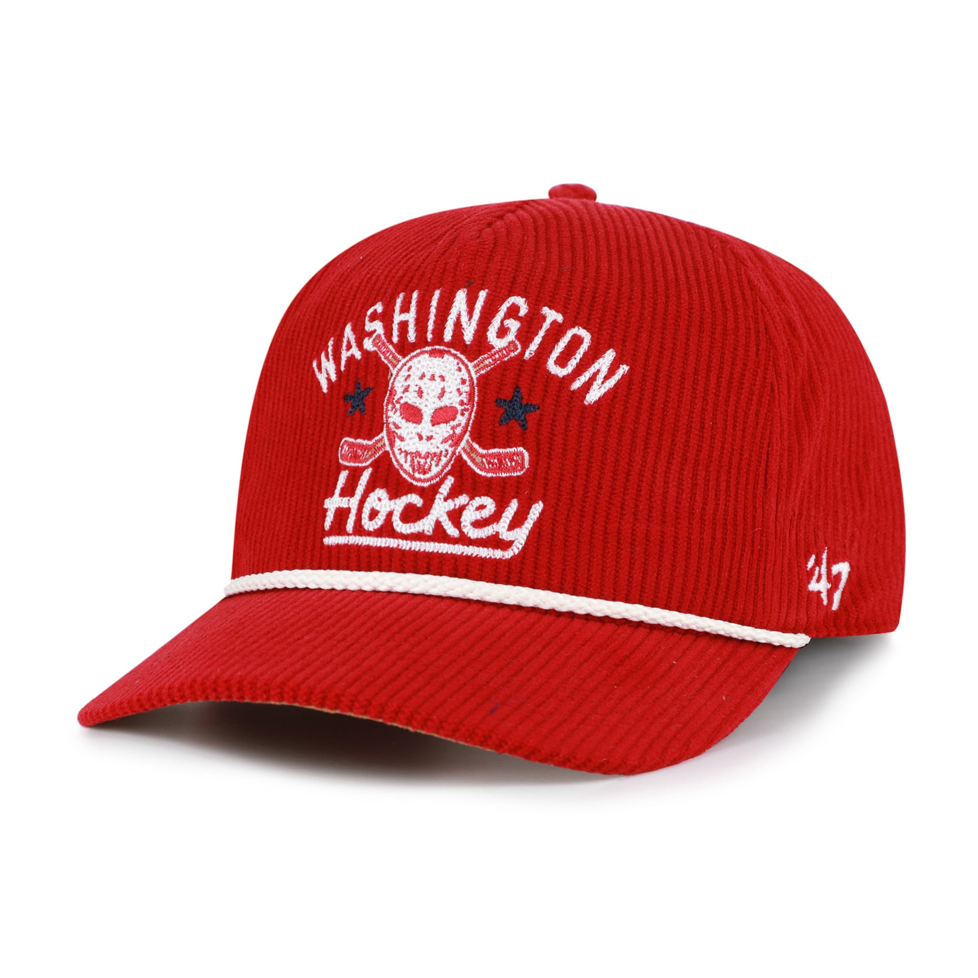 Masque de hockey pour homme Washington Capitals rouge '47, en velours côtelé avec boucle ajustable