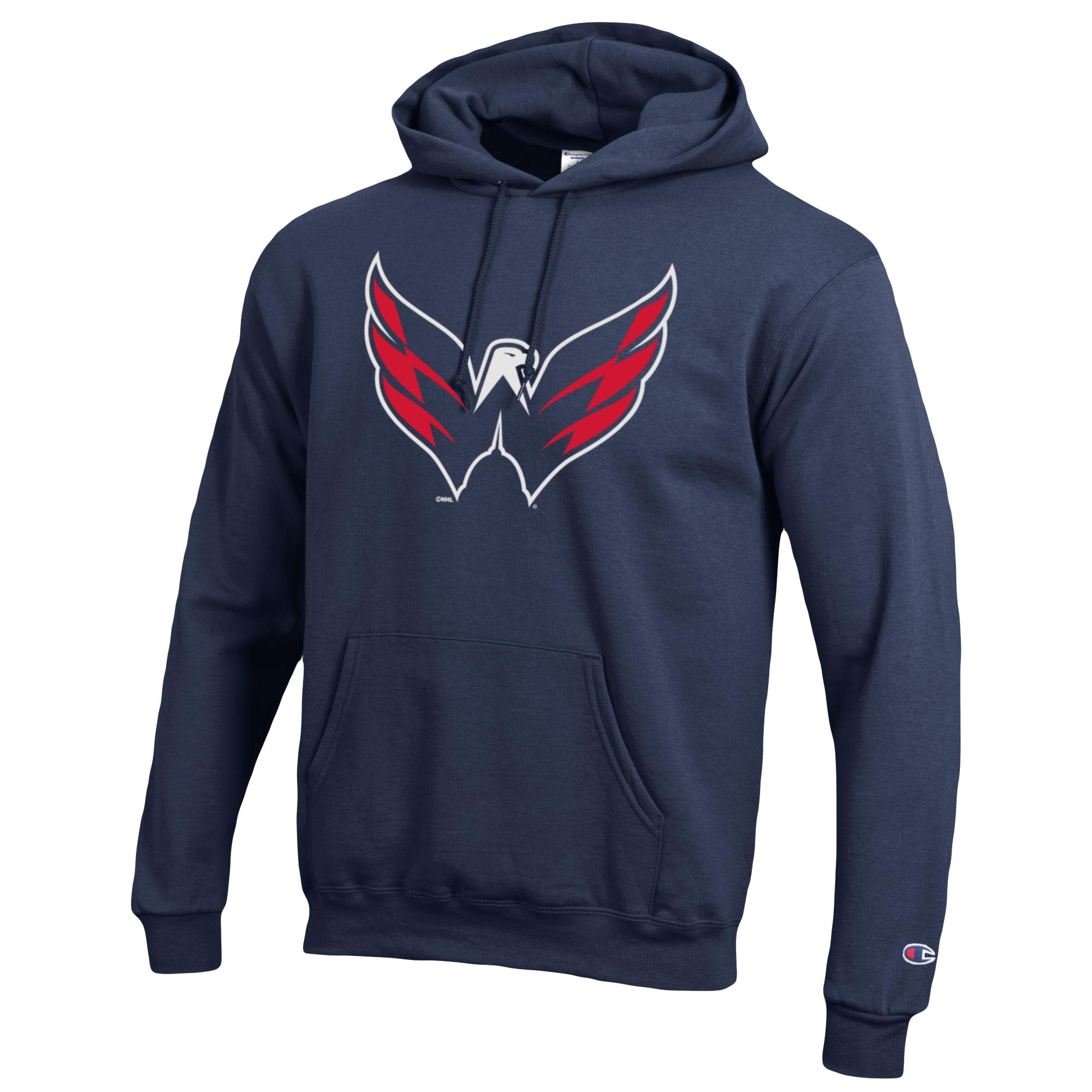 Sweat à capuche Champion Navy pour homme avec logo principal des Capitals de Washington, 1-Hit