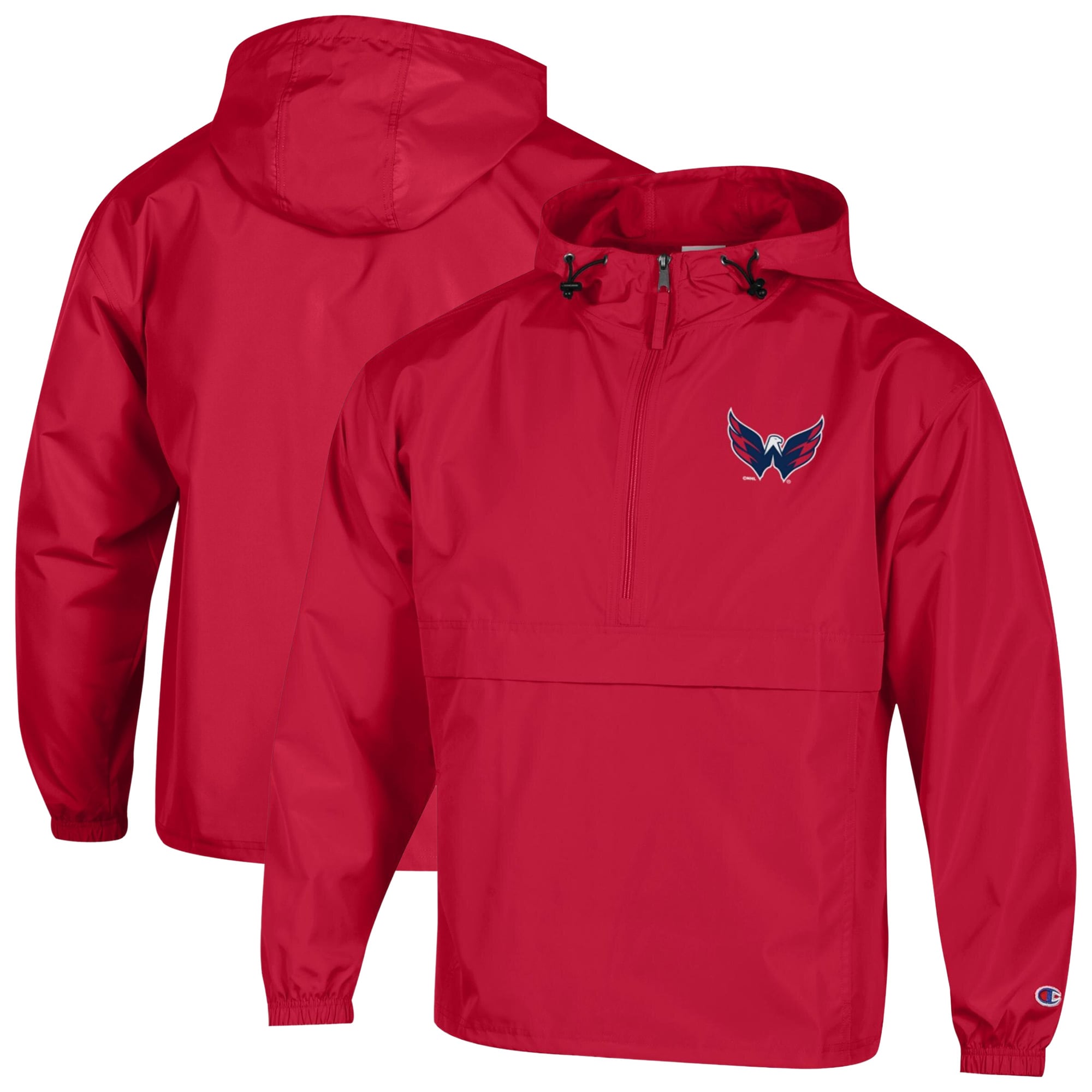 Men's Champion Red Washington Capitals Packable Windbreaker Half-Zip Jacket
