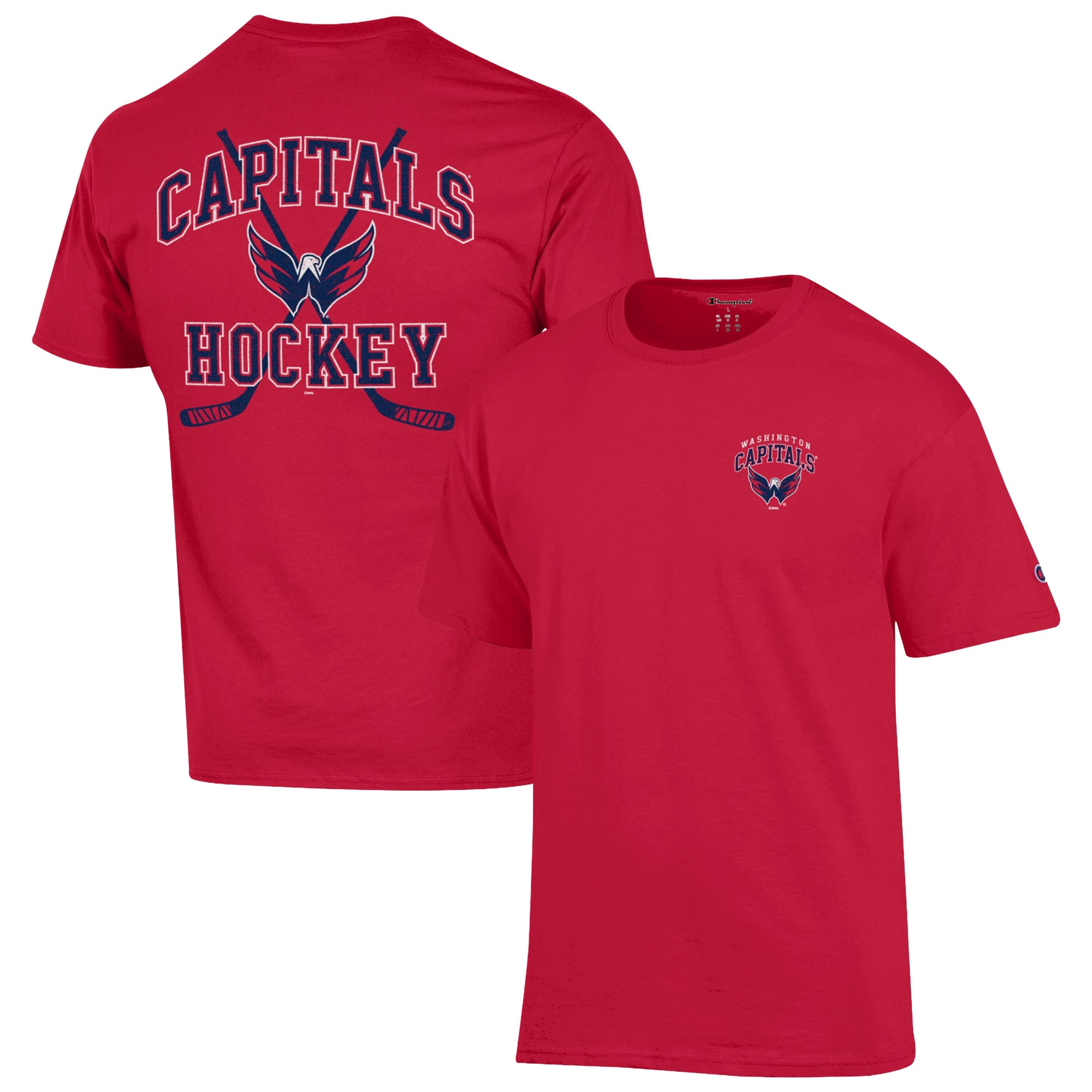 Men's Champion  Red Washington Capitals Stick With It Jersey T-Shirt
