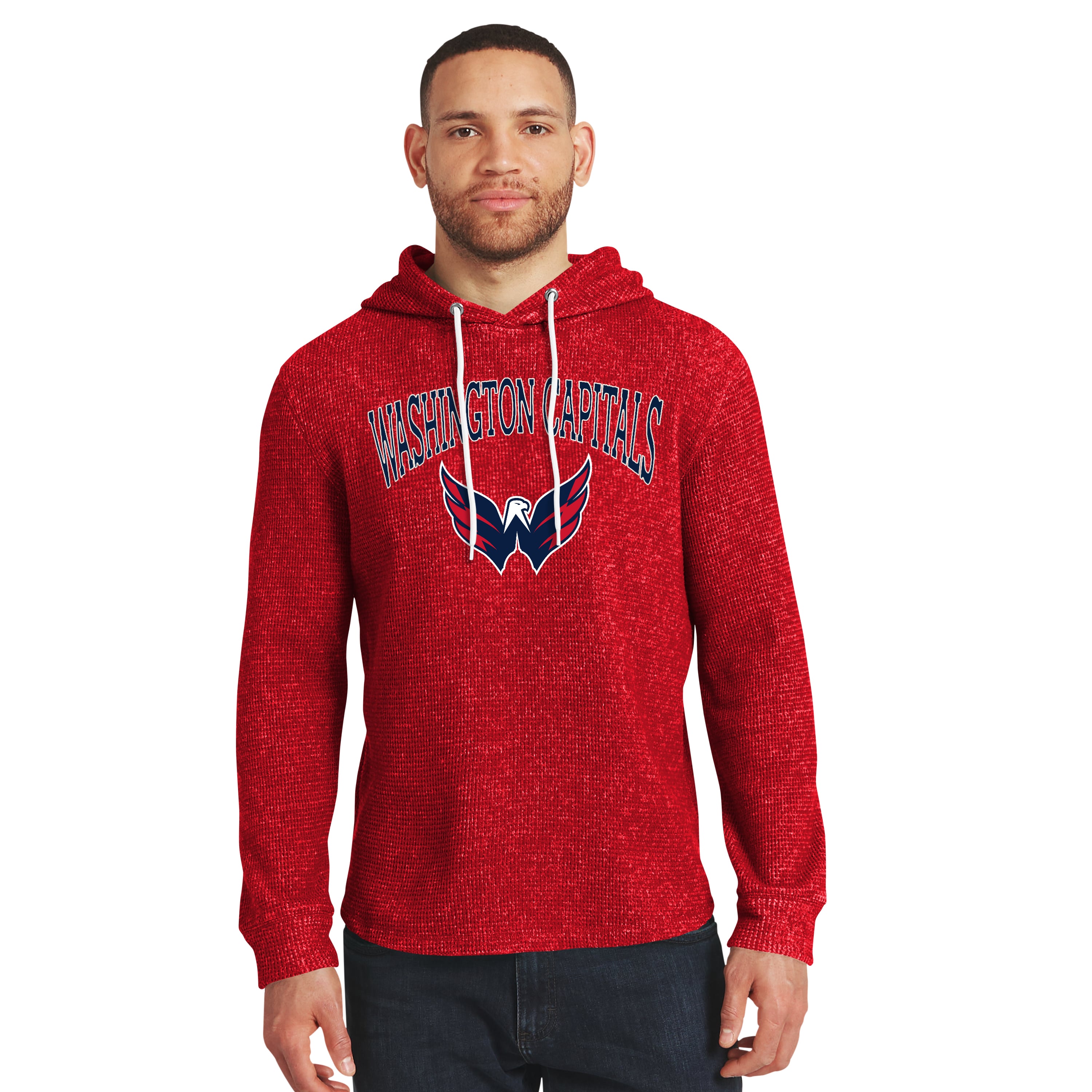 Collection Darius Rucker pour homme par Fanatics T-shirt à manches longues rouge Washington Capitals en maille gaufrée et mélange de trois tissus