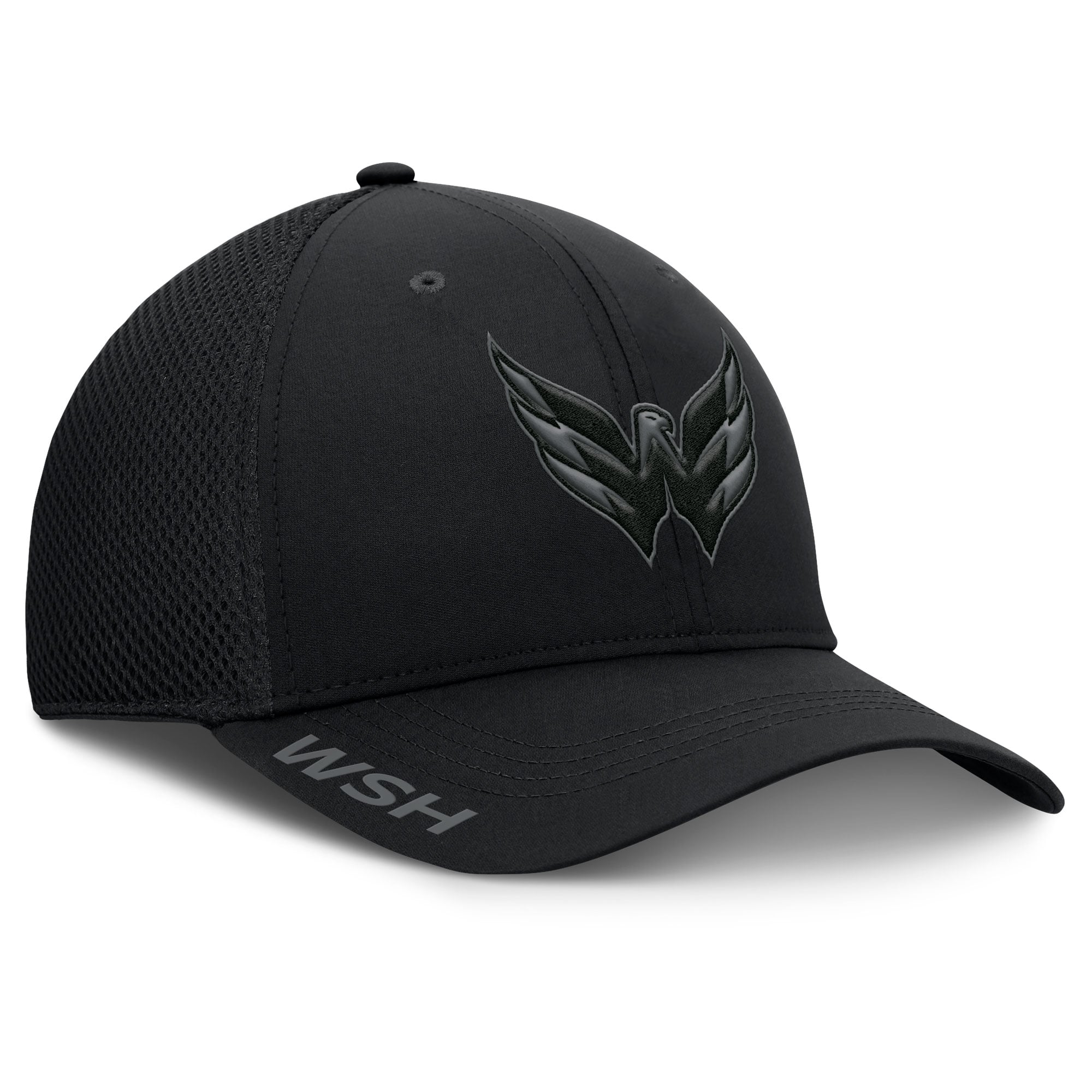 Casquette Fanatics noire authentique Pro Road Flex des Washington Capitals pour homme