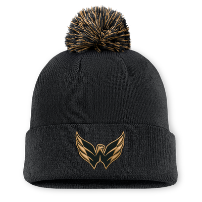 Bonnet à revers noir pour homme Washington Capitals Fanatics, en hommage aux militaires, avec pompon