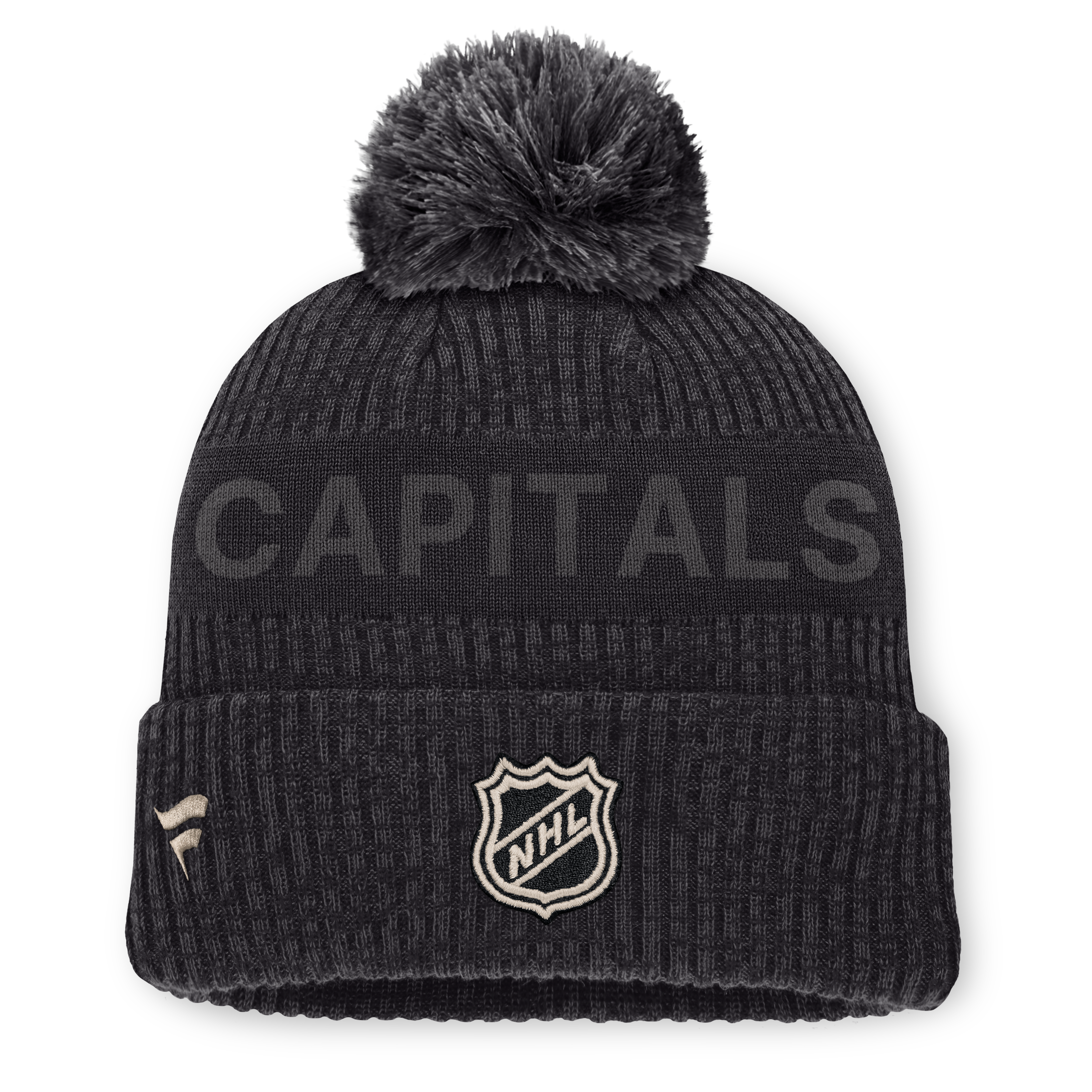 Men's Fanatics Charcoal Washington Capitals Road Phantom Cuffed Knit Hat with Pom