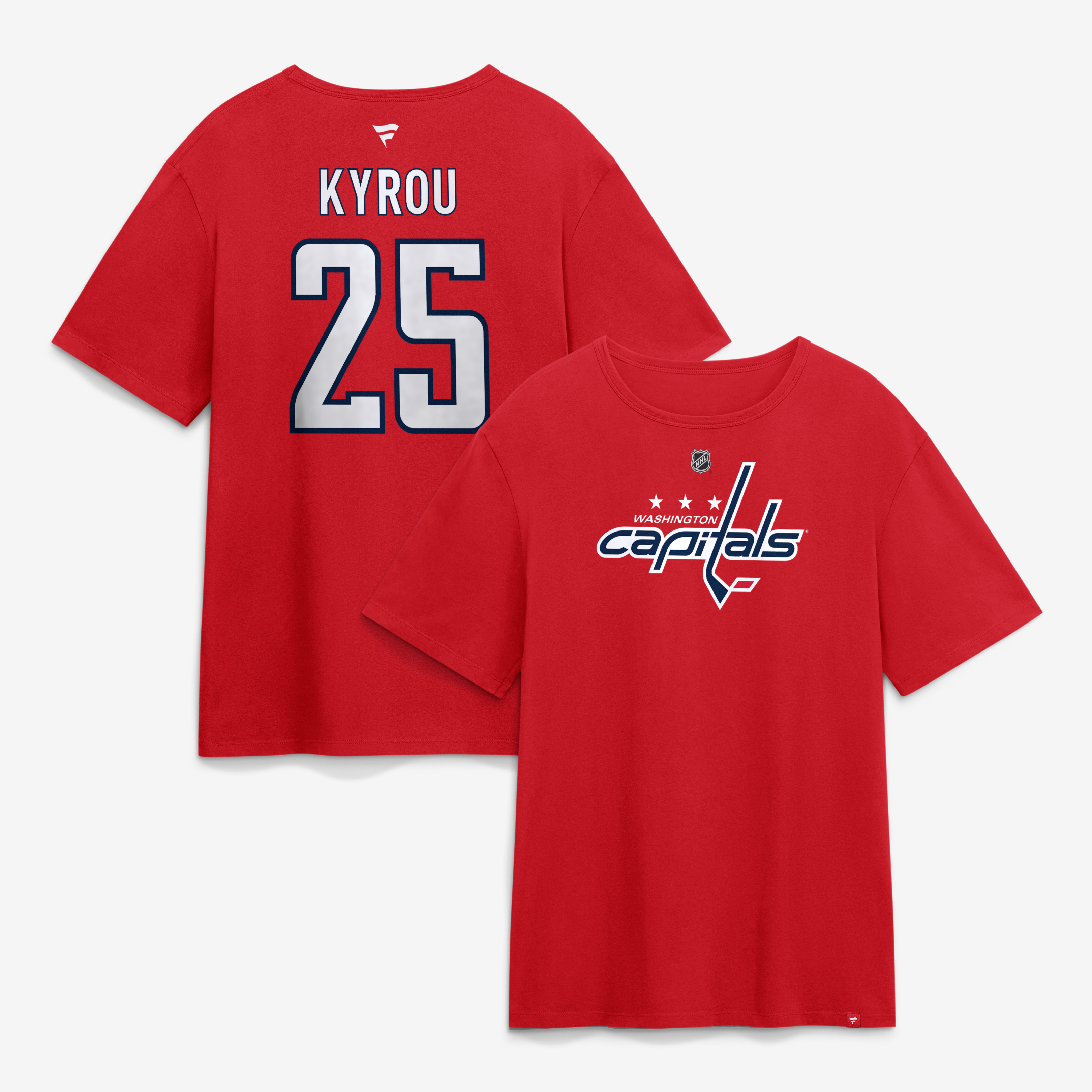 Men's Fanatics Jordan Kyrou Red Washington Capitals Authentic Stack Name & Number T-Shirt