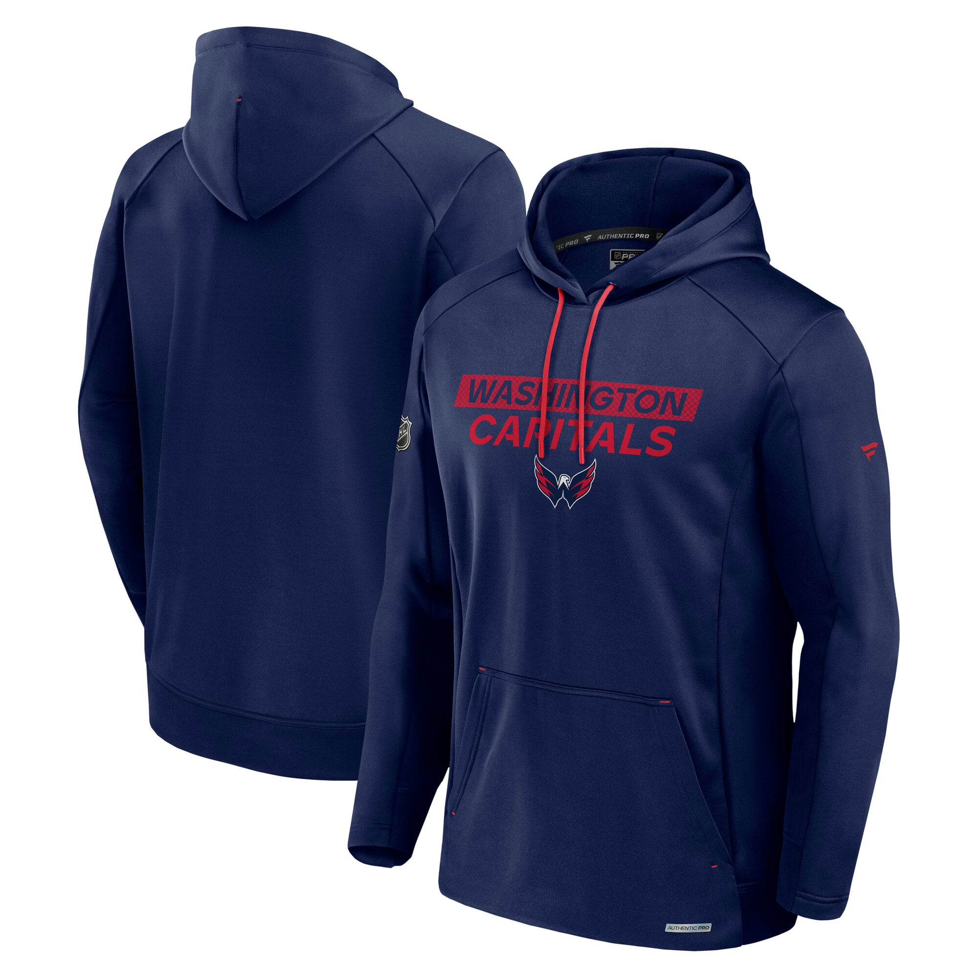 Sweat à capuche en polaire Authentic Pro Rink bleu marine pour homme des Capitals de Washington Fanatics
