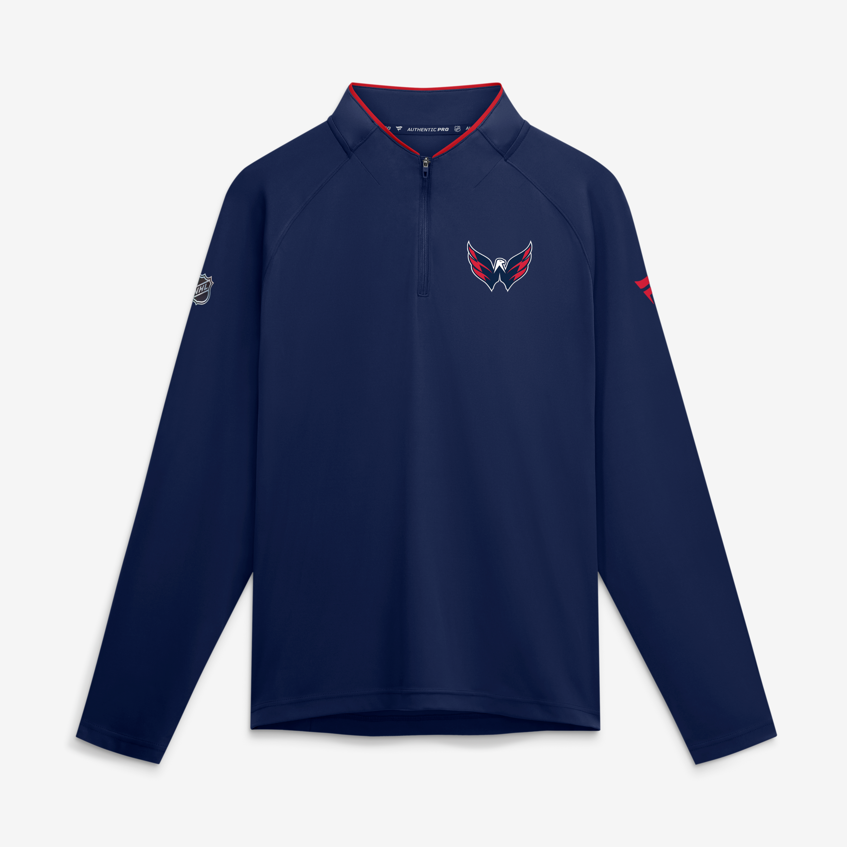 Pull-over léger à col zippé Fanatics Navy Washington Capitals Authentic Pro Rink Raglan pour homme