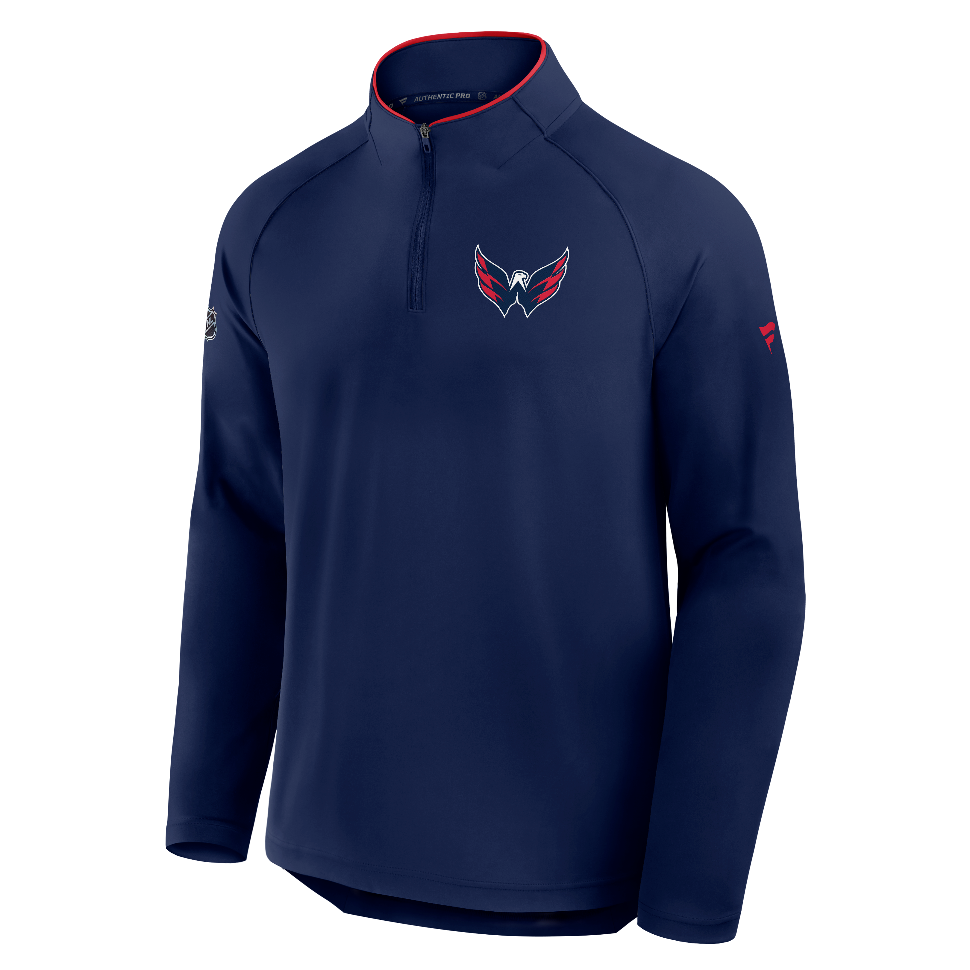 Pull-over léger à col zippé Fanatics Navy Washington Capitals Authentic Pro Rink Raglan pour homme