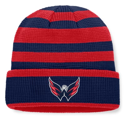 Bonnet à revers Fanatics bleu marine/rouge des Capitals de Washington pour homme