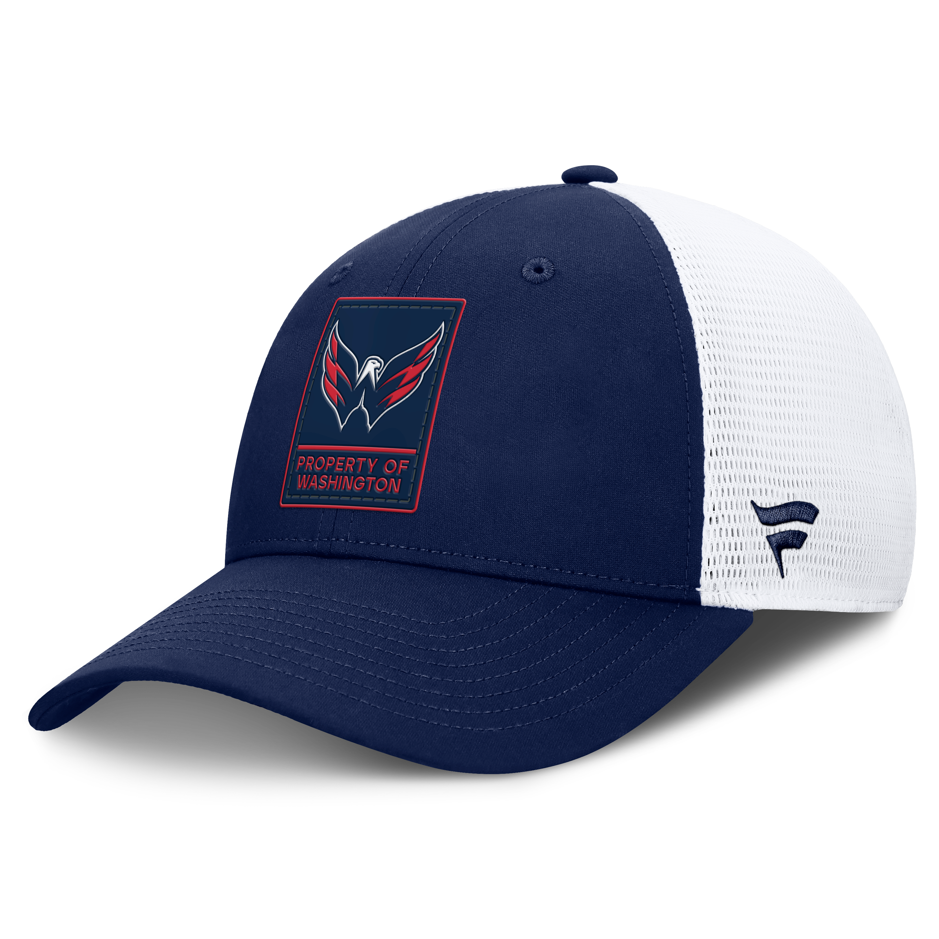 Casquette ajustable Fanatics bleu marine/blanche Washington Capitals Authentic Pro Train Meshback