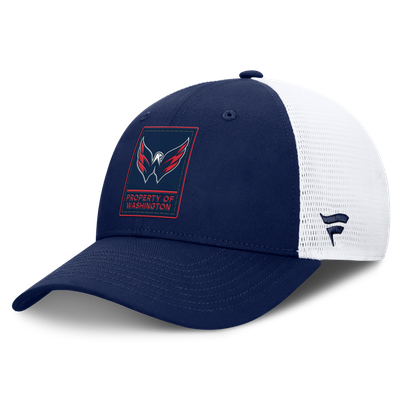 Casquette ajustable authentique Pro Train Meshback bleu marine/blanche pour homme des Capitals de Washington Fanatics