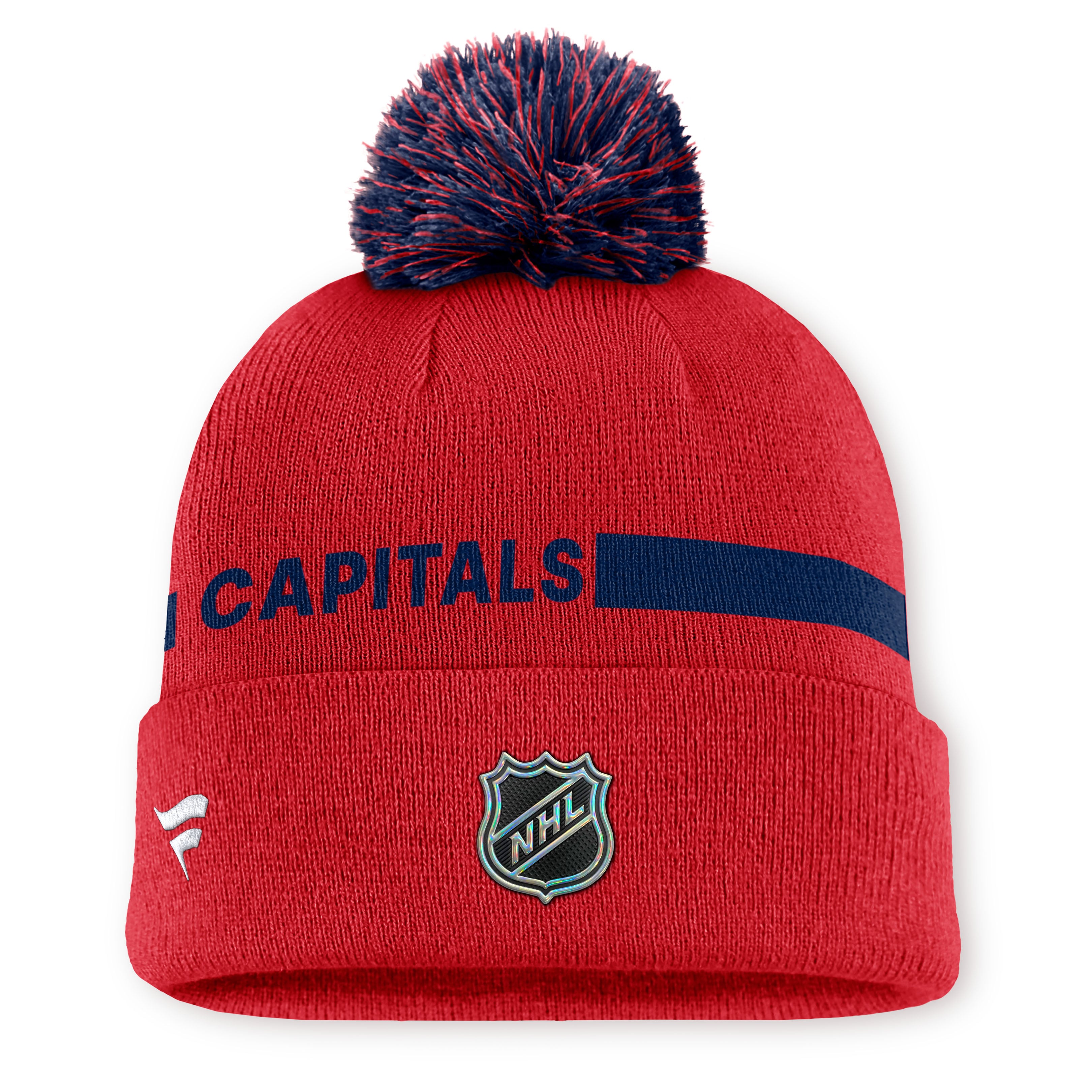 Men's Fanatics Red Washington Capitals Authentic Pro Rink Cuffed Knit Hat with Pom