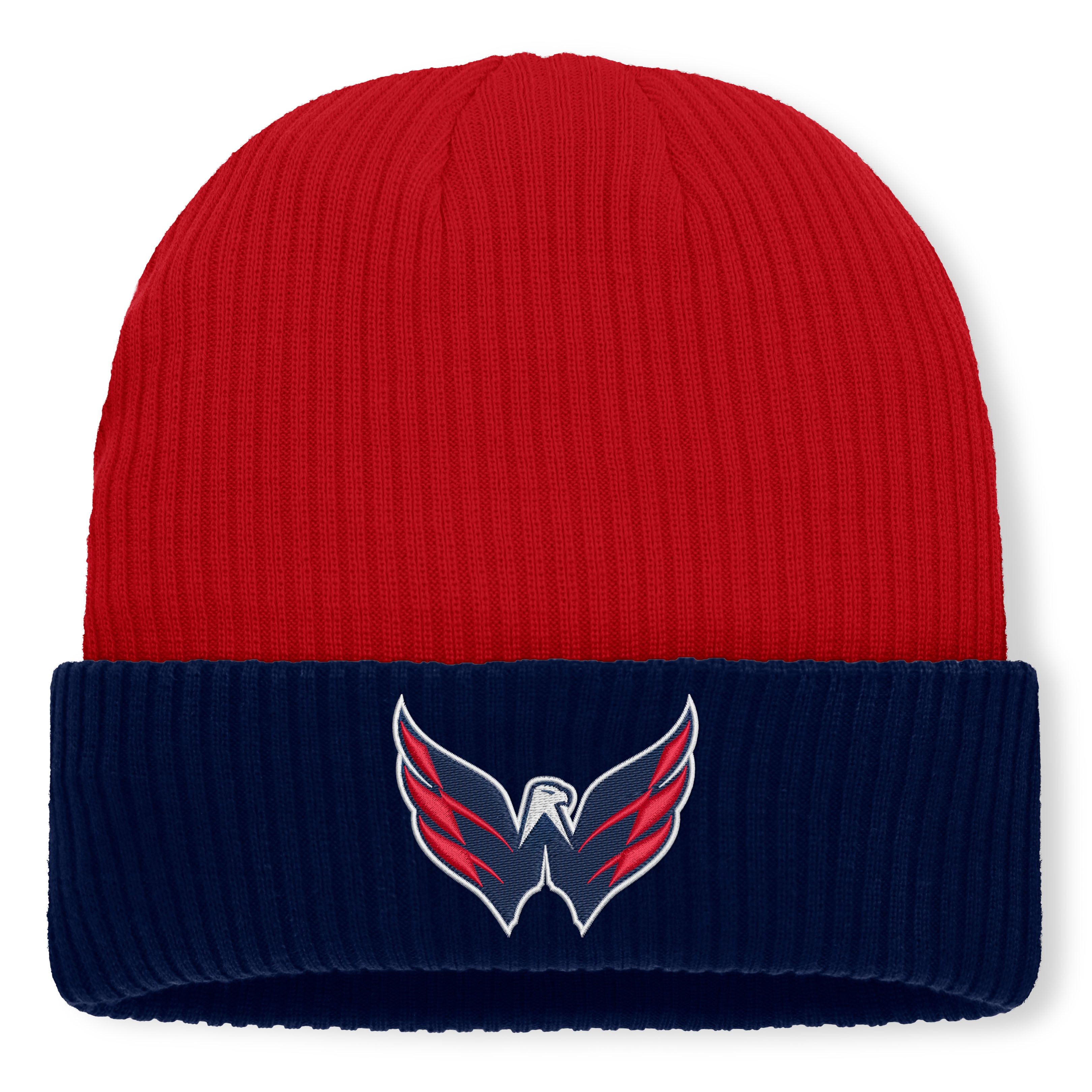 Bonnet tricoté à revers Fanatics rouge Washington Capitals Authentic Pro Rink pour homme