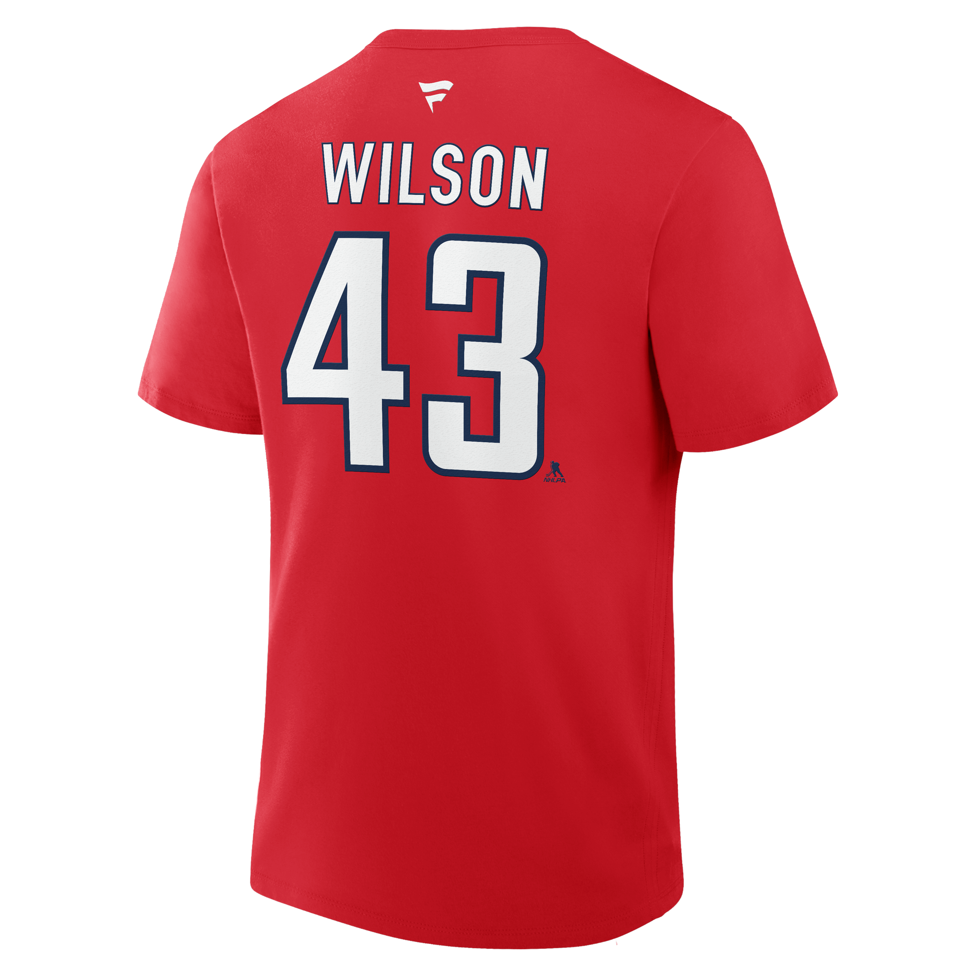 T-shirt authentique Fanatics Tom Wilson rouge des Capitals de Washington avec nom et numéro superposés