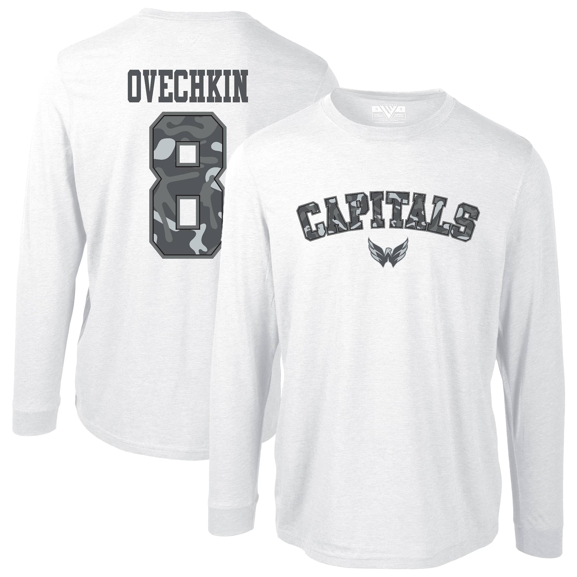 Men's Levelwear Alexander Ovechkin White Washington Capitals Oscar Long Sleeve T-Shirt