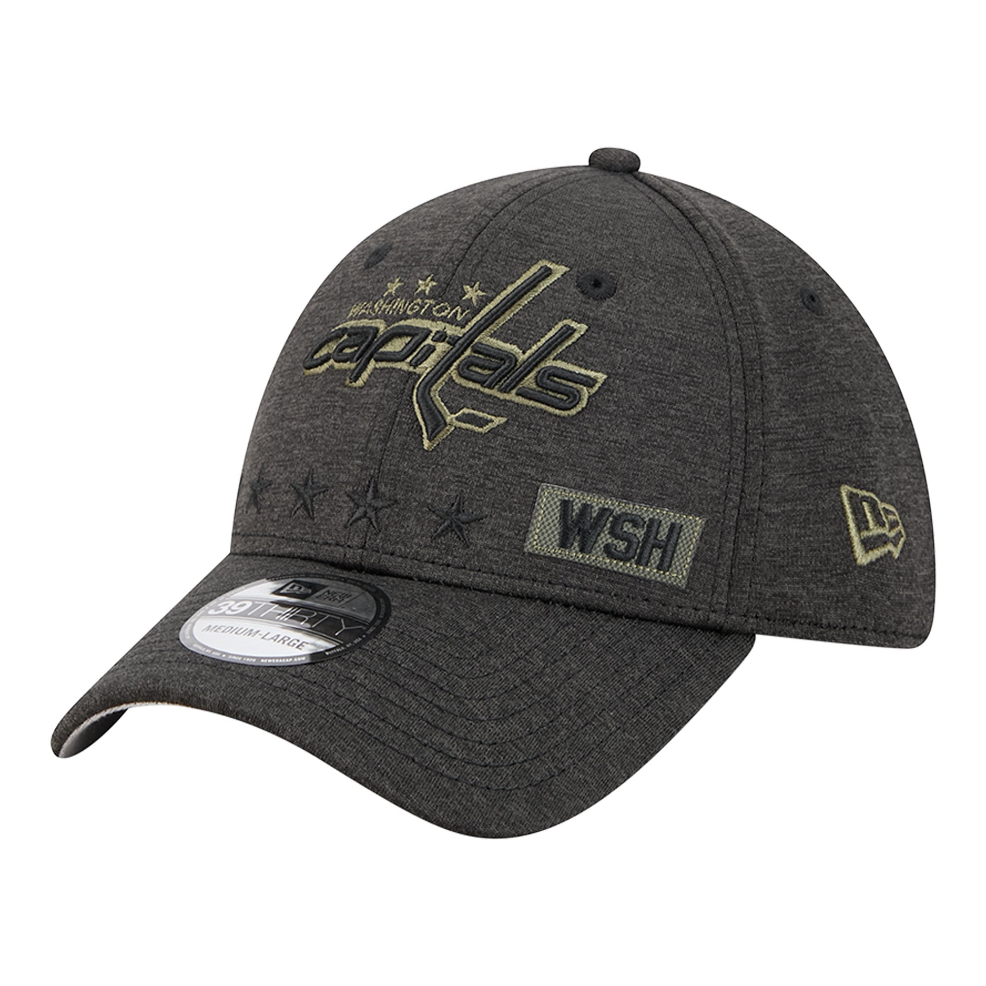 Casquette extensible New Era Stealth Mode Flex 39Thirty noire pour homme, Washington Capitals