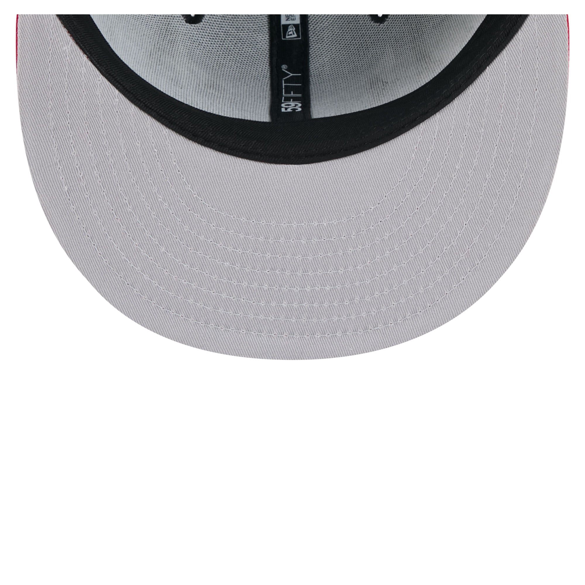 Casquette ajustée New Era 59FIFTY pour homme, noire et rouge, avec logo des Capitals de Washington surpiqûres.