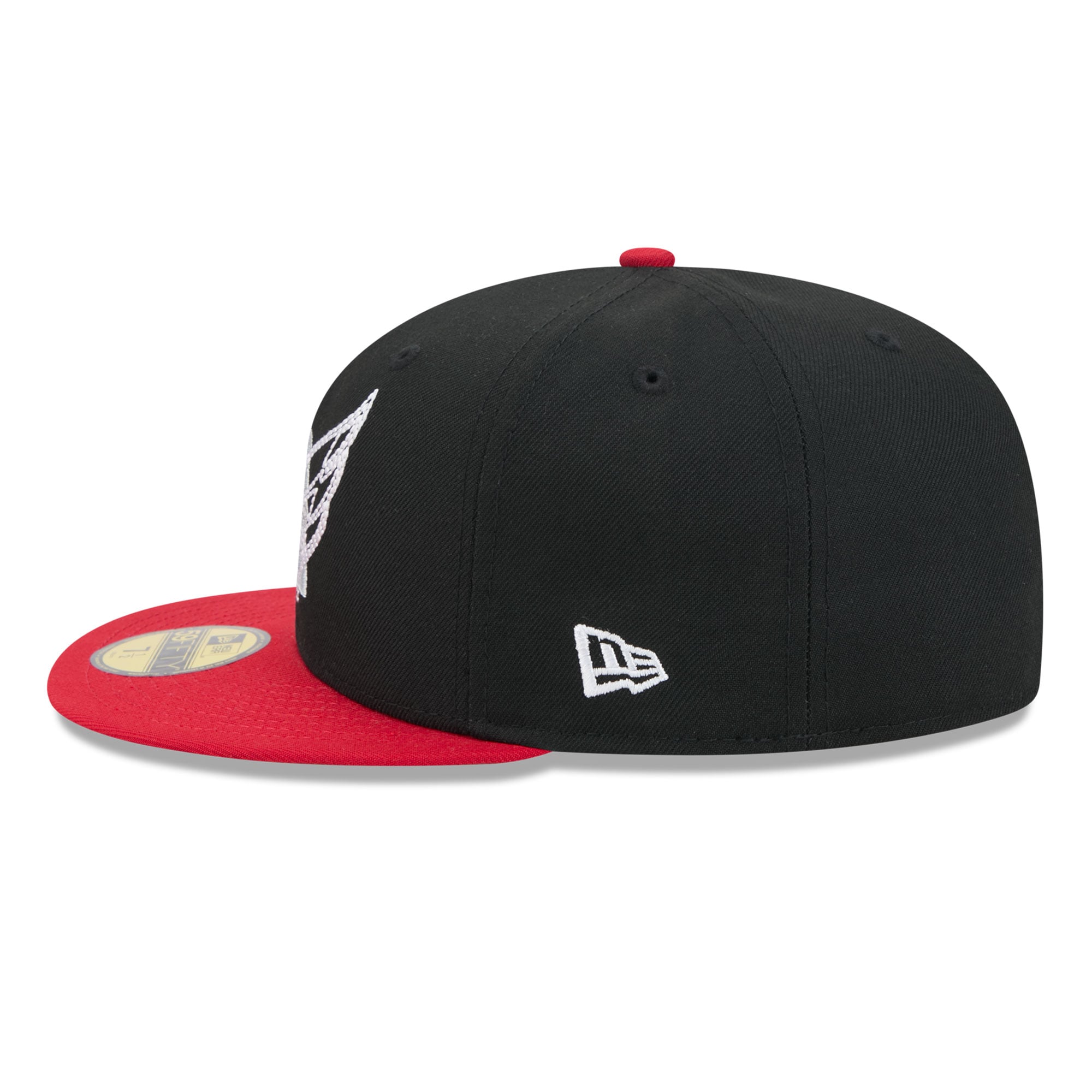Casquette ajustée New Era 59FIFTY pour homme, noire et rouge, avec logo des Capitals de Washington surpiqûres.