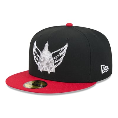 Men's Washington Capitals New Era Black/Red City Icon Stitched Overlay 59FIFTY Fitted Hat