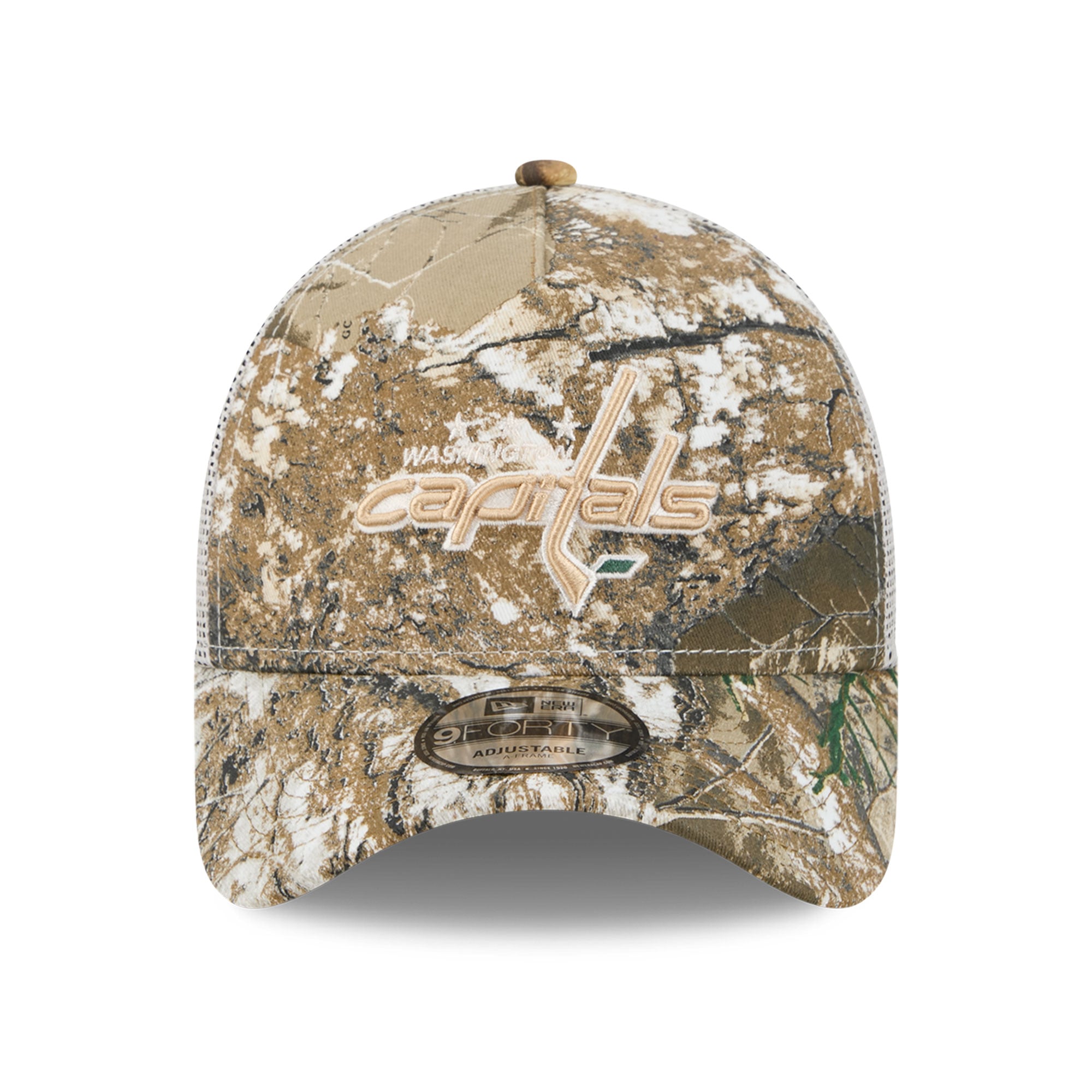 Casquette trucker ajustable New Era 9FORTY camouflage Washington Capitals Real Tree pour homme