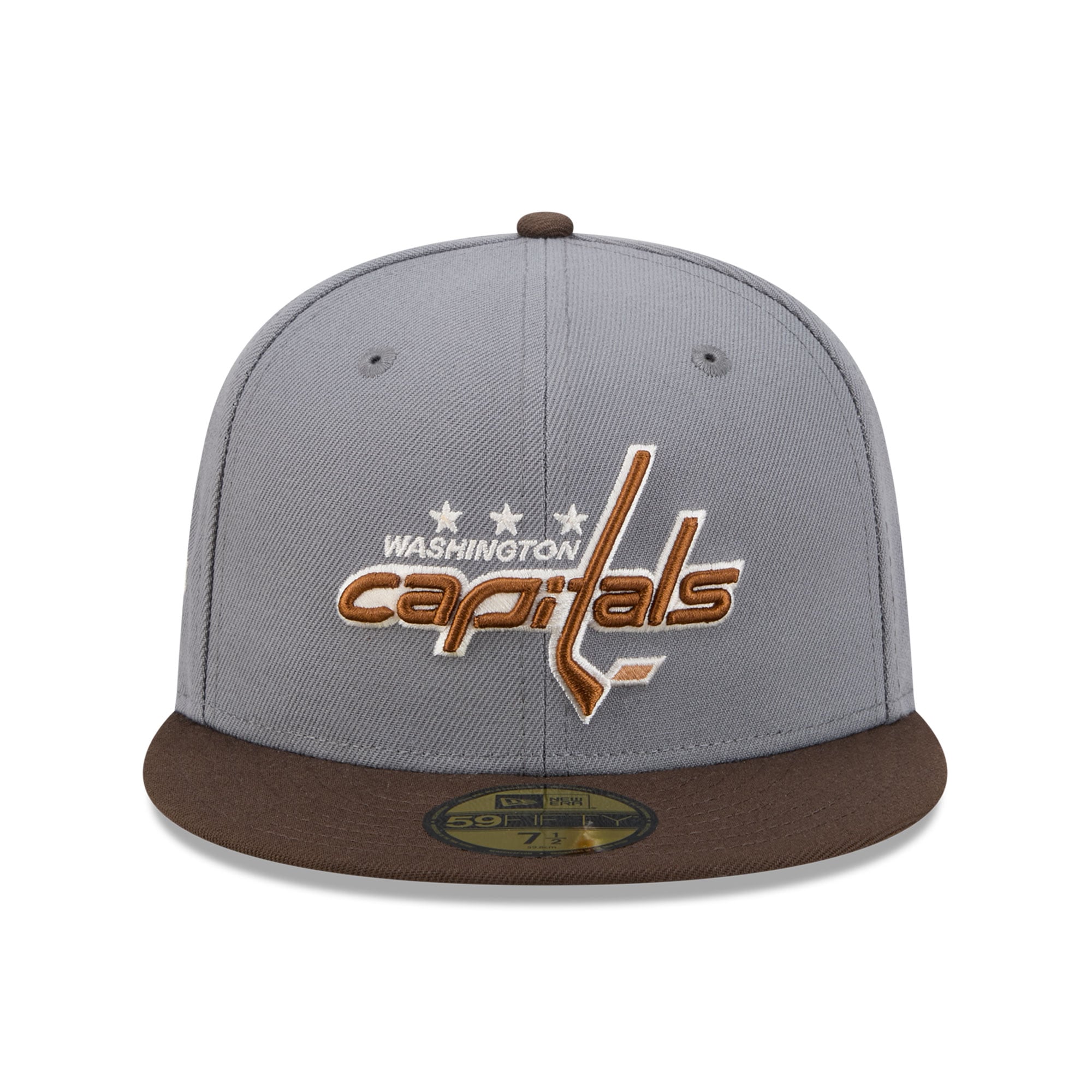 Casquette ajustée New Era 59FIFTY pour homme, coloris anthracite/marron, Washington Capitals, motif bois.