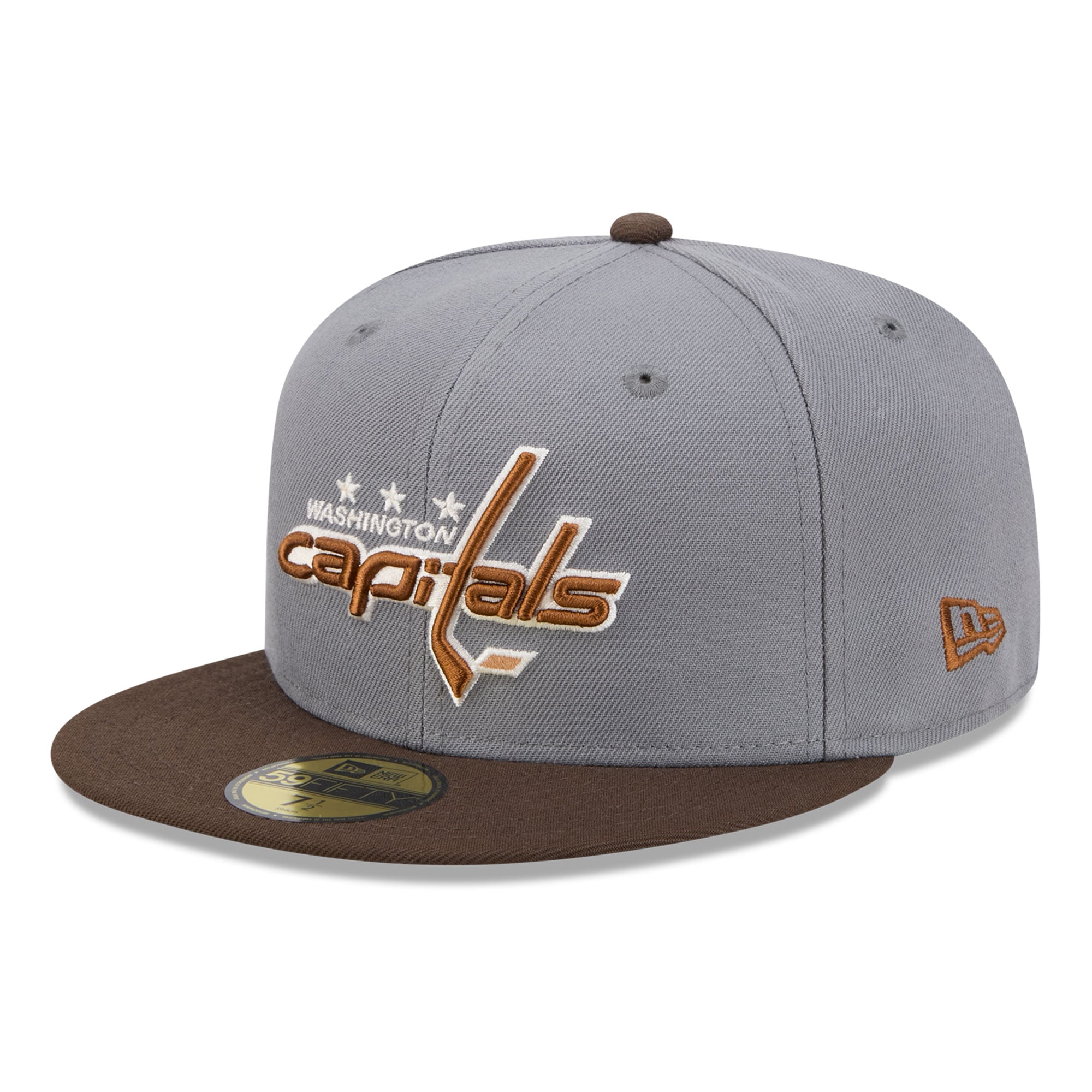 Casquette ajustée New Era 59FIFTY pour homme, coloris anthracite/marron, Washington Capitals, motif bois.