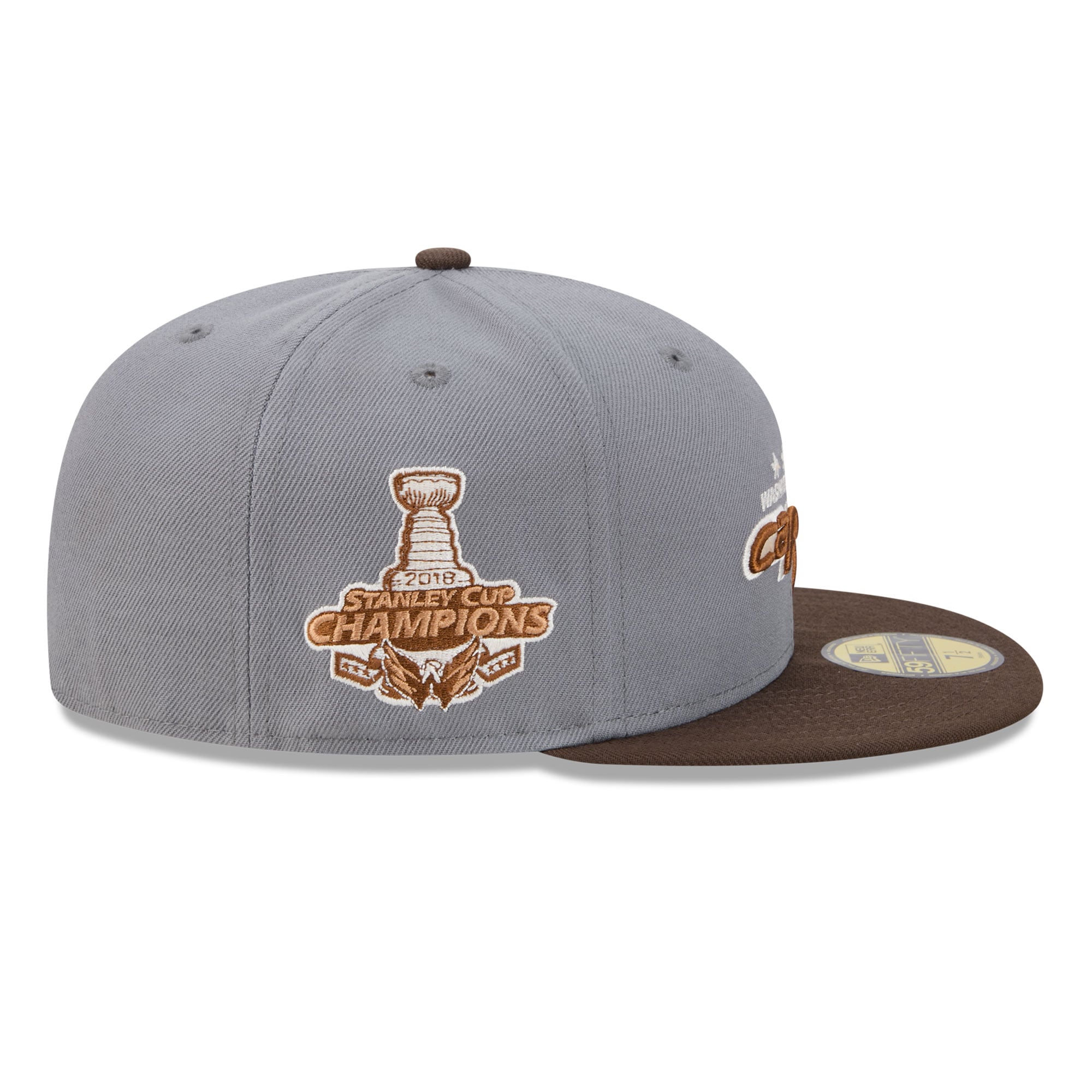Casquette ajustée New Era 59FIFTY pour homme, coloris anthracite/marron, Washington Capitals, motif bois.
