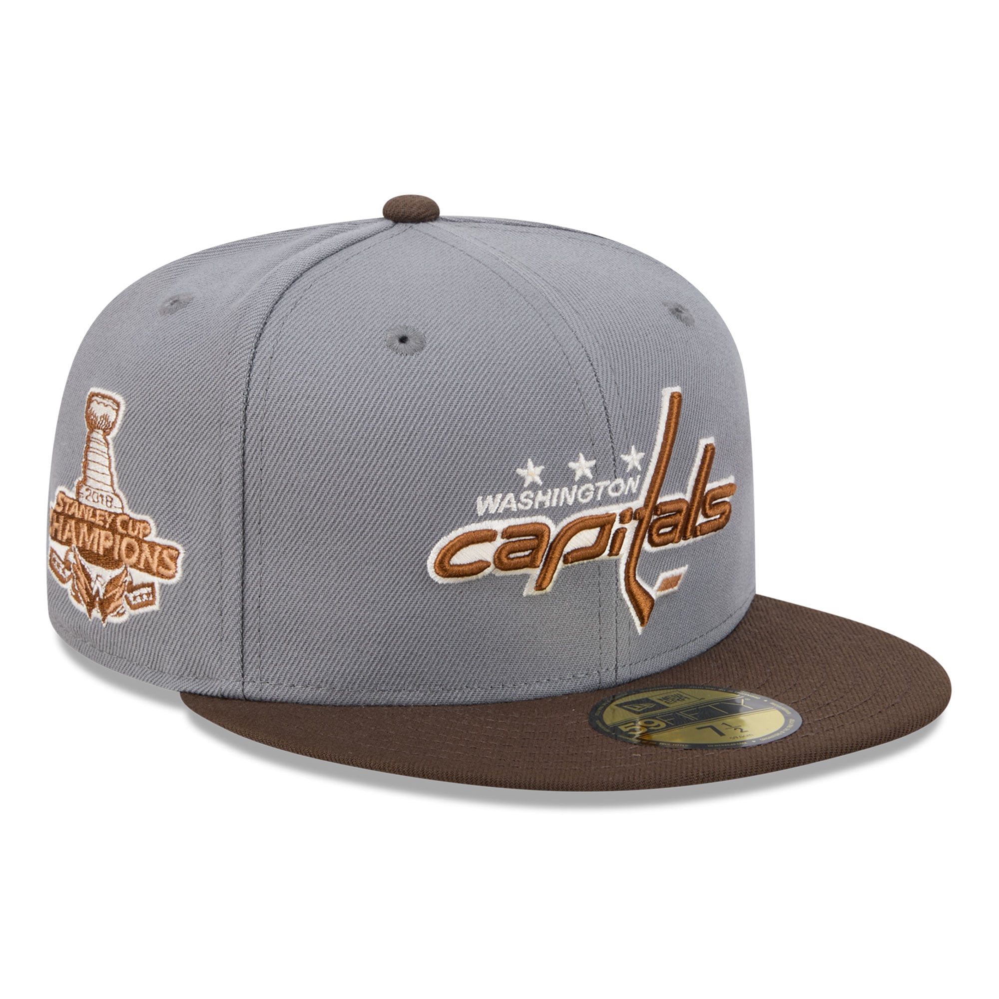 Casquette ajustée New Era 59FIFTY pour homme, coloris anthracite/marron, Washington Capitals, motif bois.
